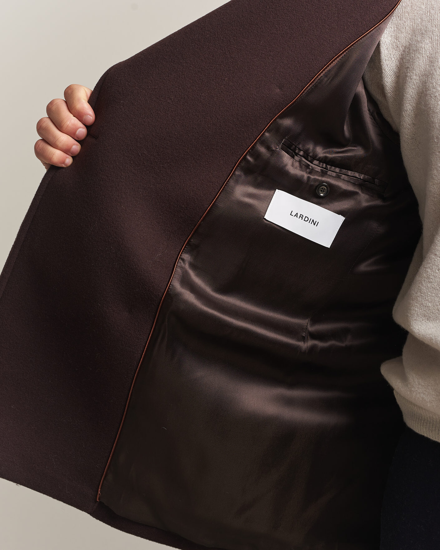 Herr | Jackor | Lardini | Wool Peacoat Brown
