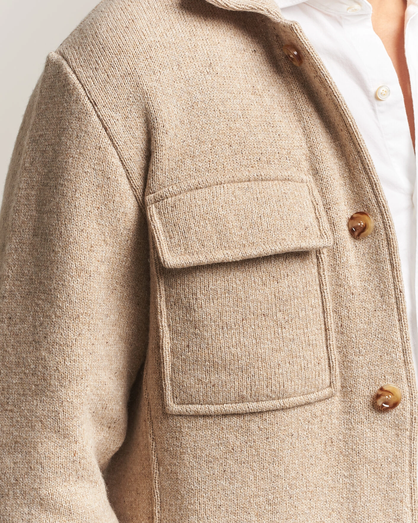 Herr | Tröjor | Lardini | Knitted Shirt Jacket Beige