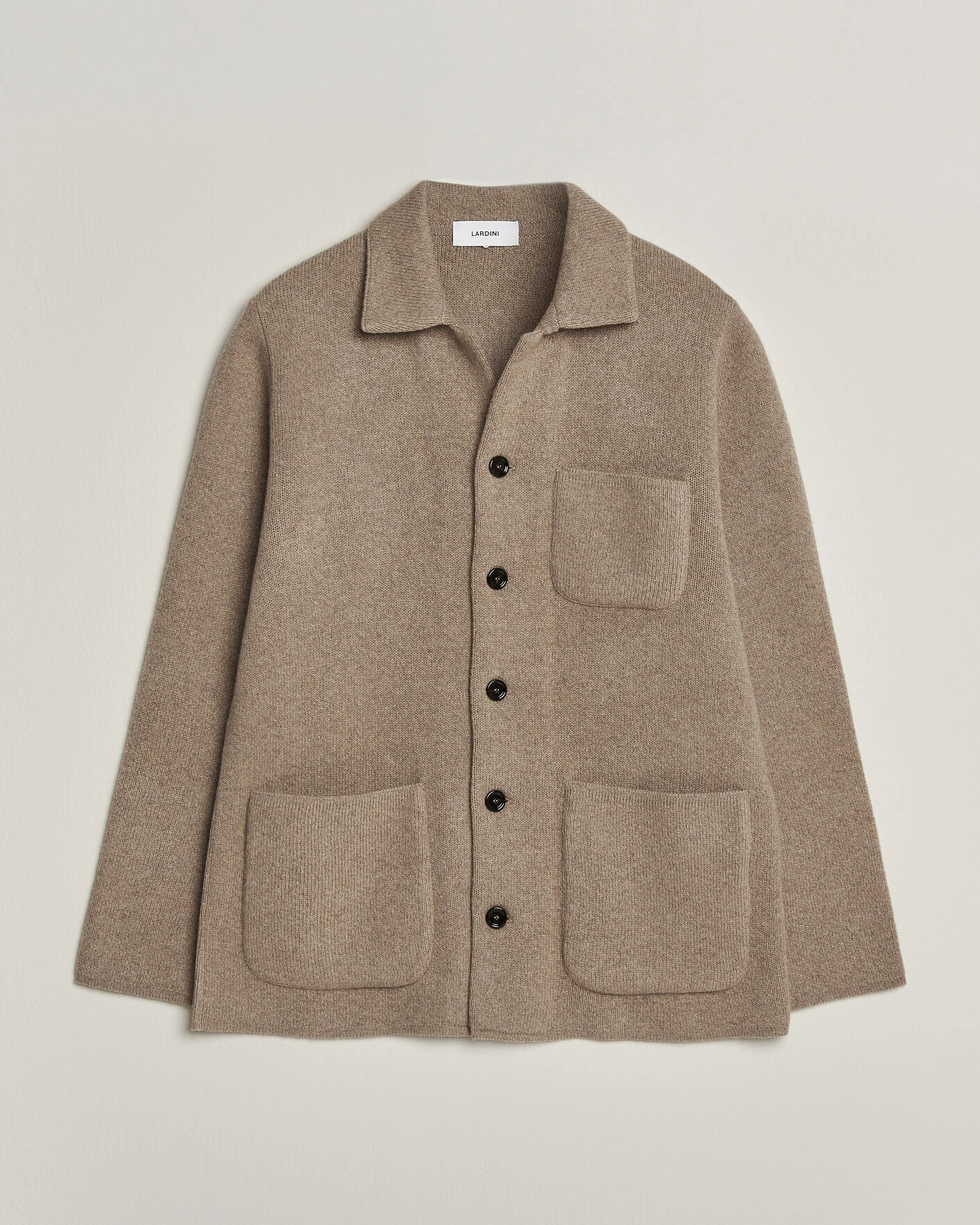 Herr | Tröjor | Lardini | Knitted Cashmere Overshirt Light Brown