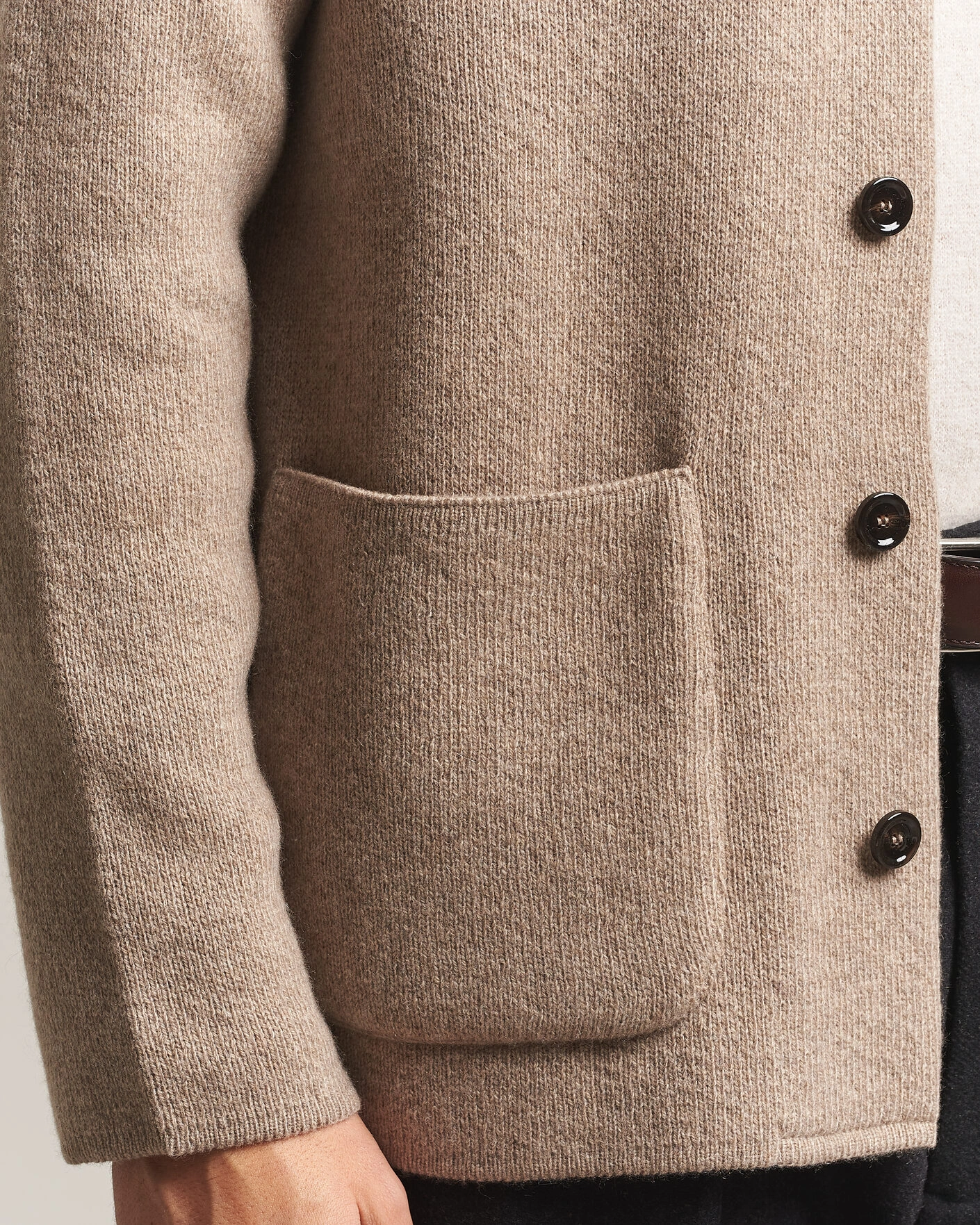 Herr | Tröjor | Lardini | Knitted Cashmere Overshirt Light Brown