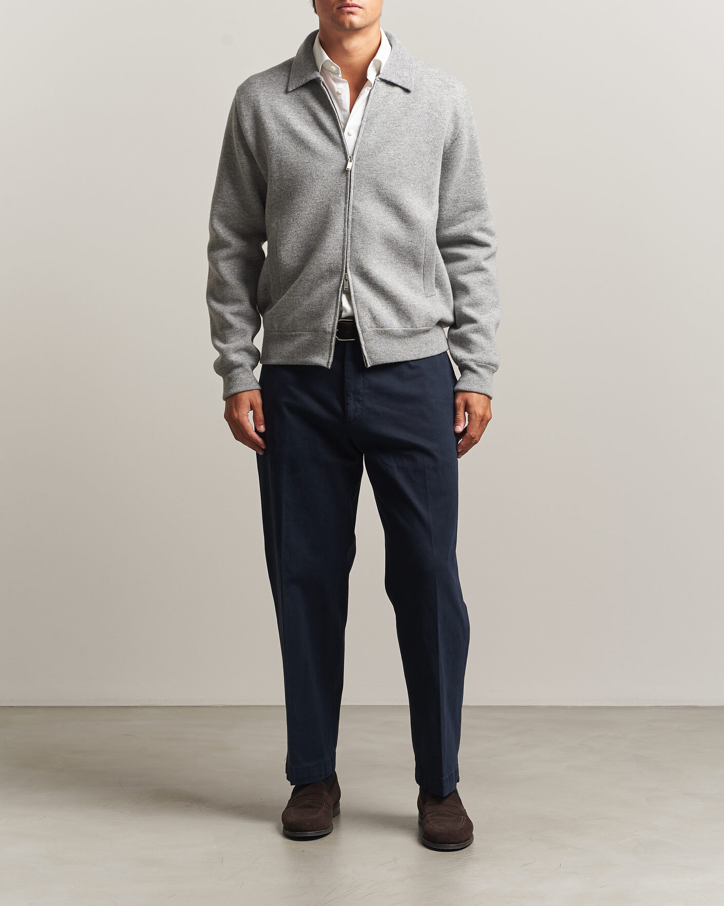 Herr | Jackor | Lardini | Knitted Wool Bomber Jacket Grey