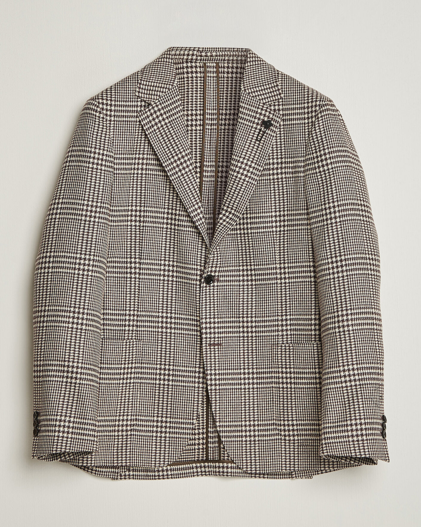 Herr | Kavajer | Lardini | Wool/Cashmere Checked Blazer Brown