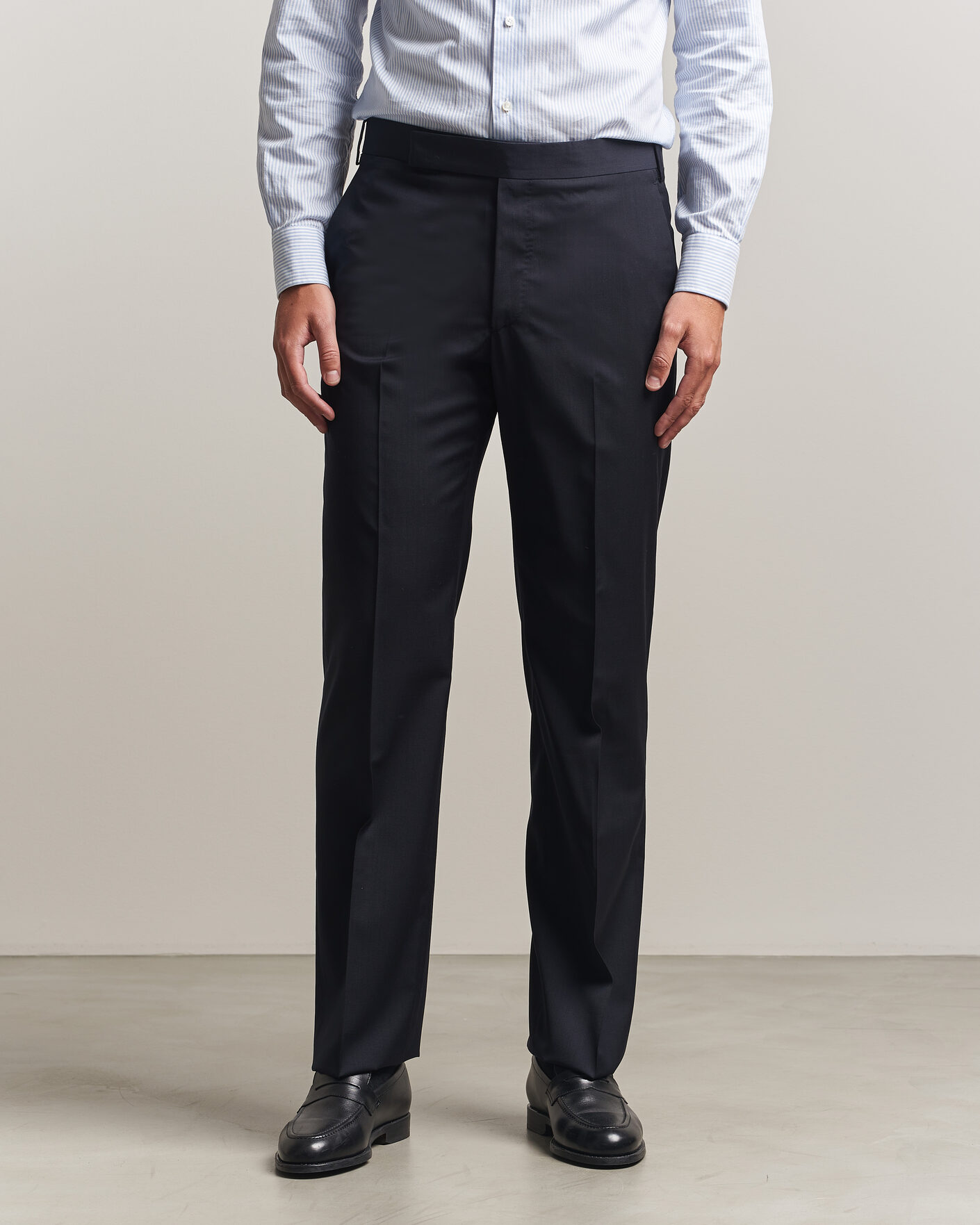 Herr | Byxor | Lardini | Straight Fit Wool Trousers Navy