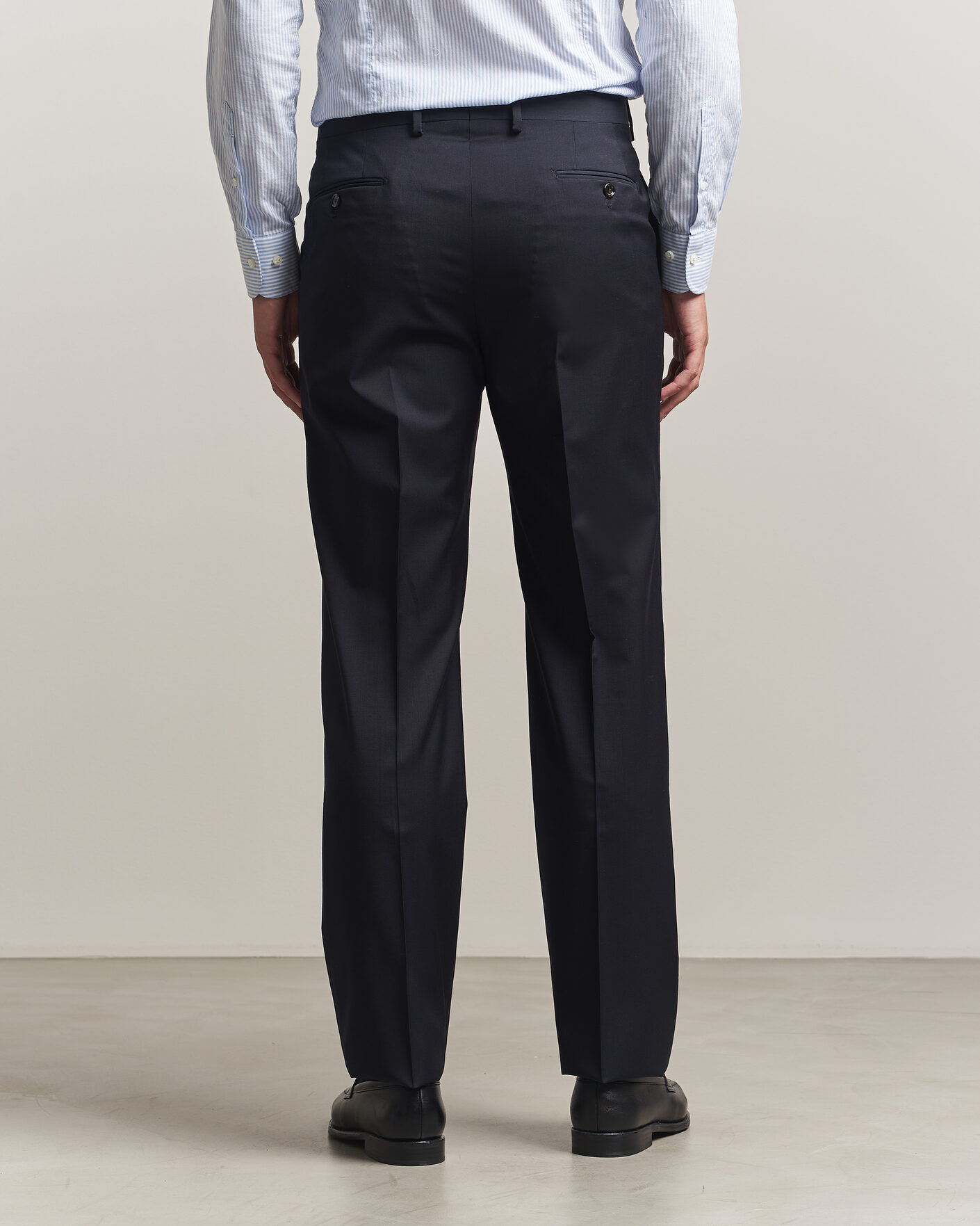 Herr | Byxor | Lardini | Straight Fit Wool Trousers Navy