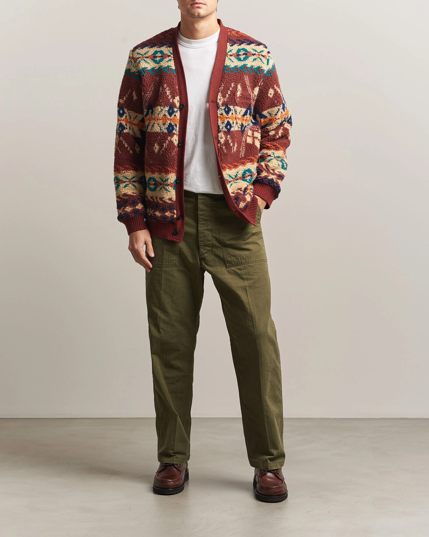 Herr | Byxor | orSlow | Vintage Fit Herringbone Fatigue Pants Army Green