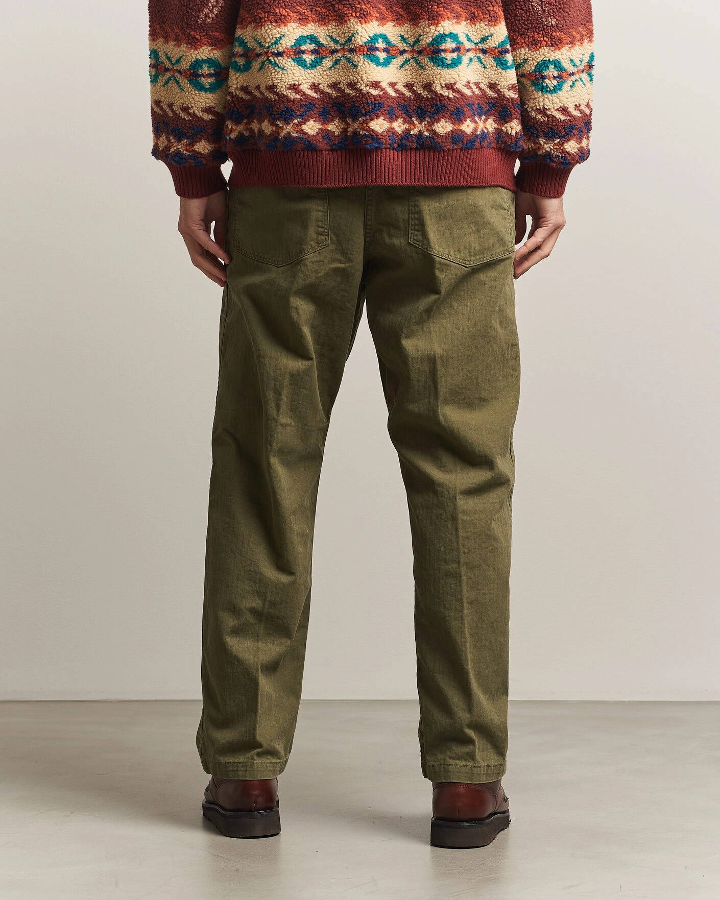 Herr | Byxor | orSlow | Vintage Fit Herringbone Fatigue Pants Army Green