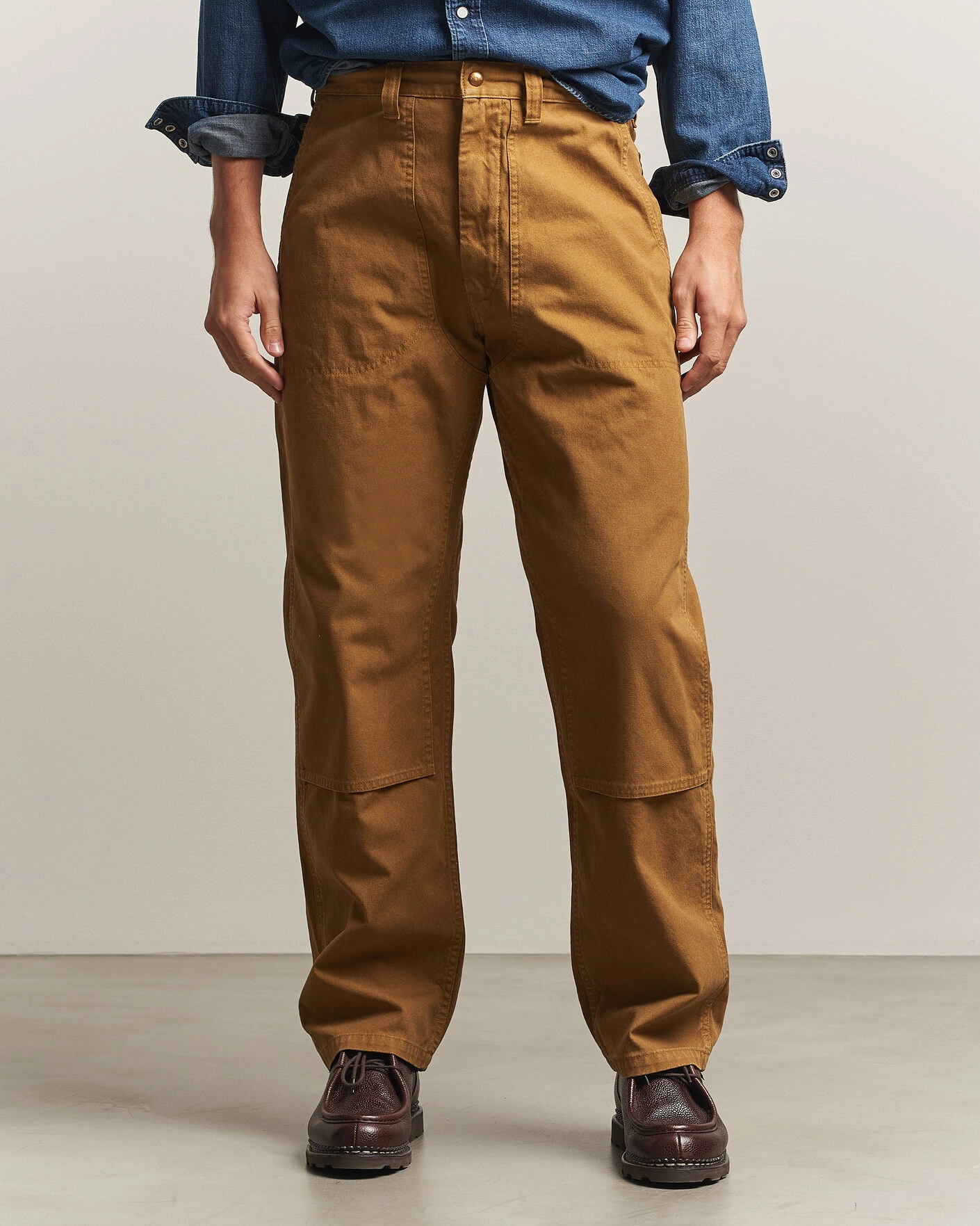 Herr | Byxor | orSlow | Double Knee Work Trousers Brown