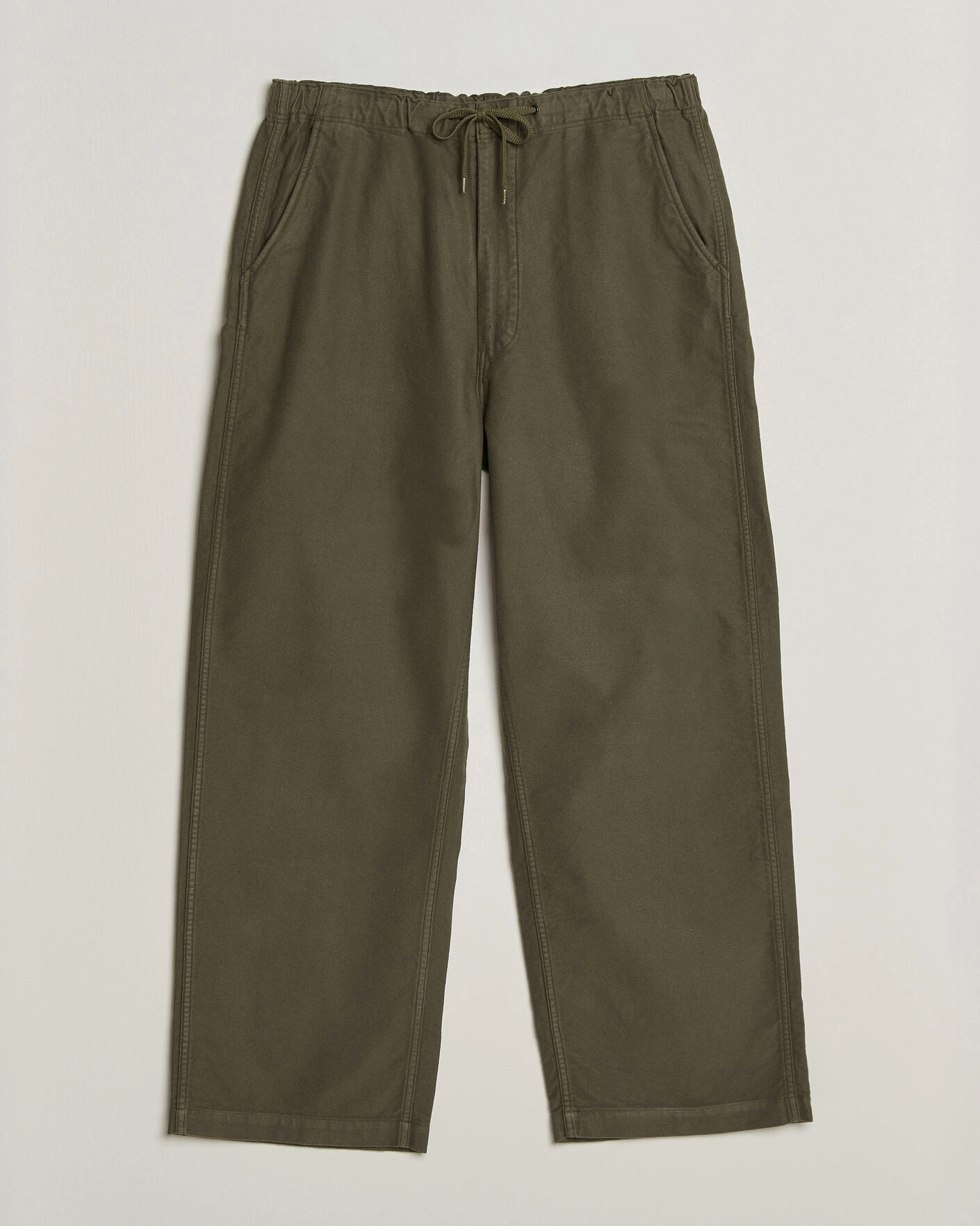 Herr | Byxor | orSlow | Wide Fit New Yorker Brushed Trousers Moss Gray