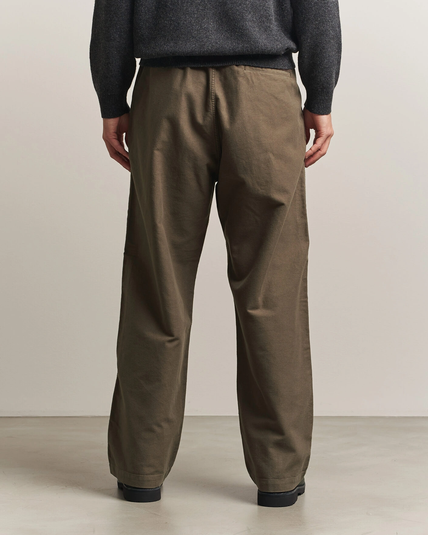 Herr | Byxor | orSlow | Wide Fit New Yorker Brushed Trousers Moss Gray
