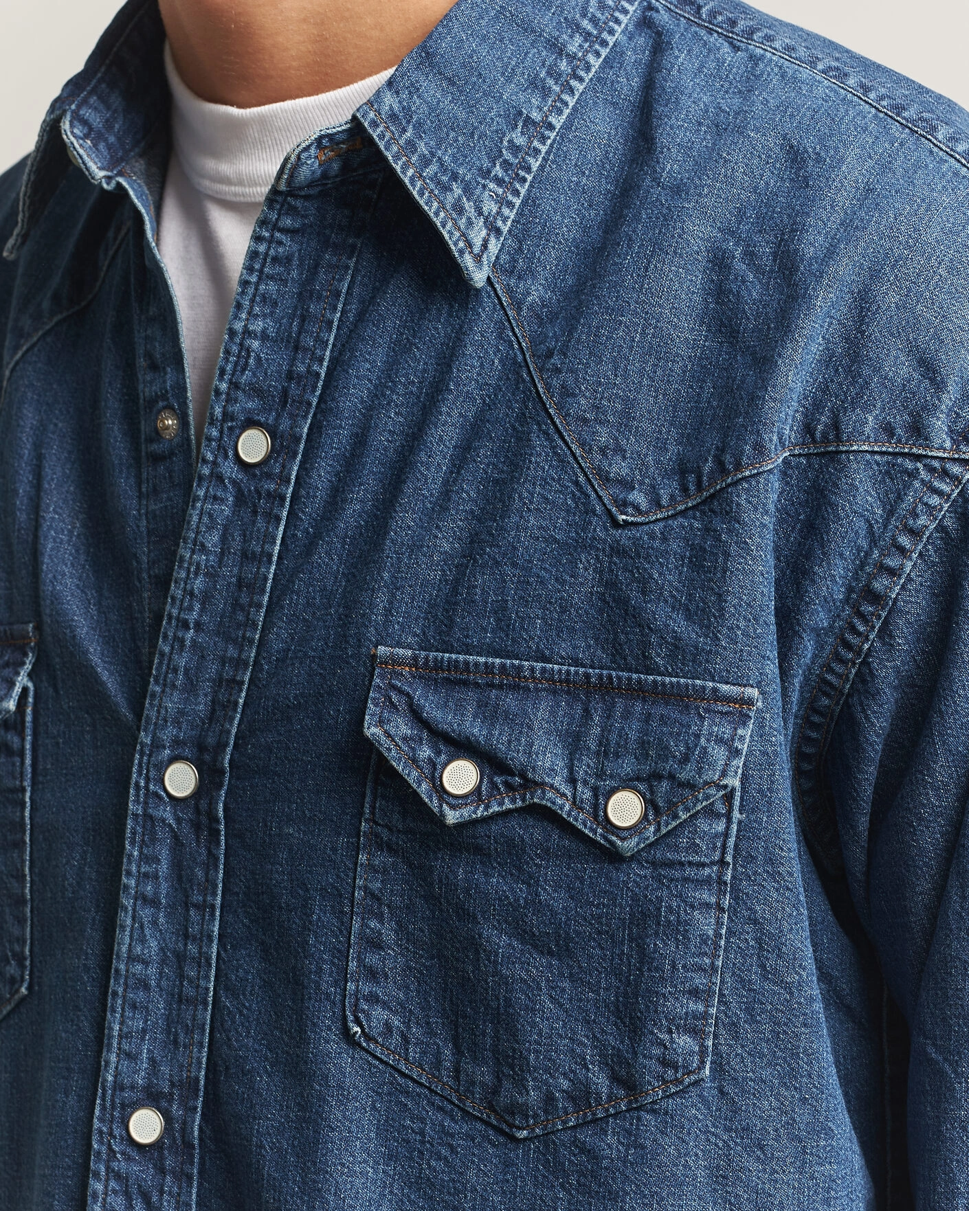 Herr | Skjortor | orSlow | Denim Western Shirt Vintage Indigo