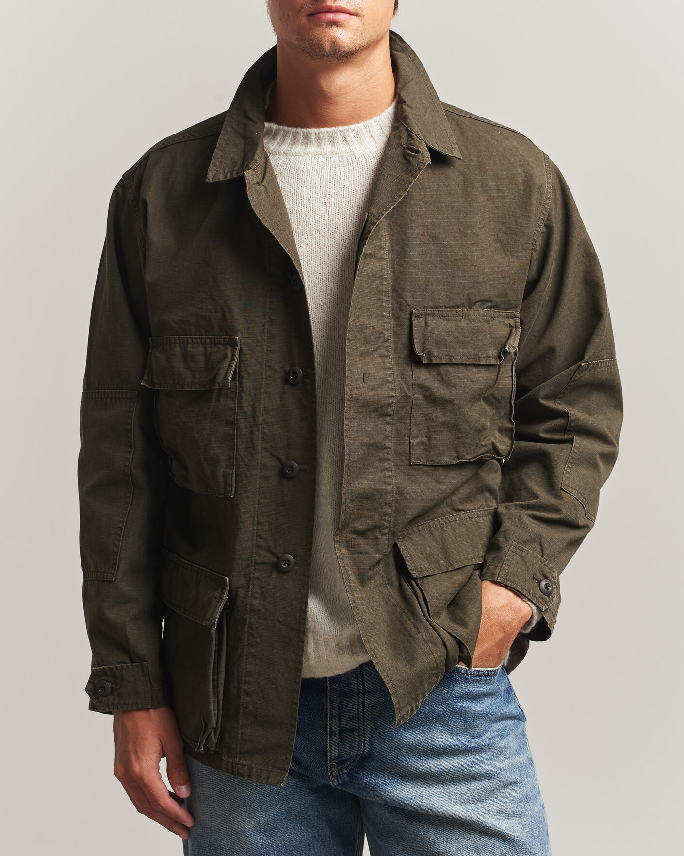 Herr | Jackor | orSlow | B.D.U. Stone Washed Jacket Coffee Brown