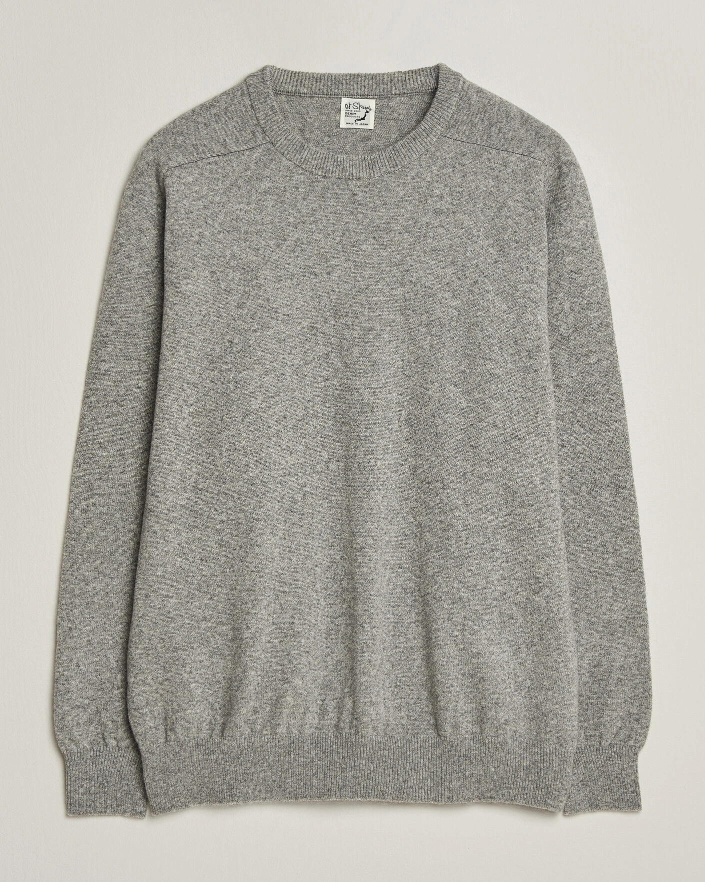 Herr | Tröjor | orSlow | Simple Crew Neck Sweater Light Grey