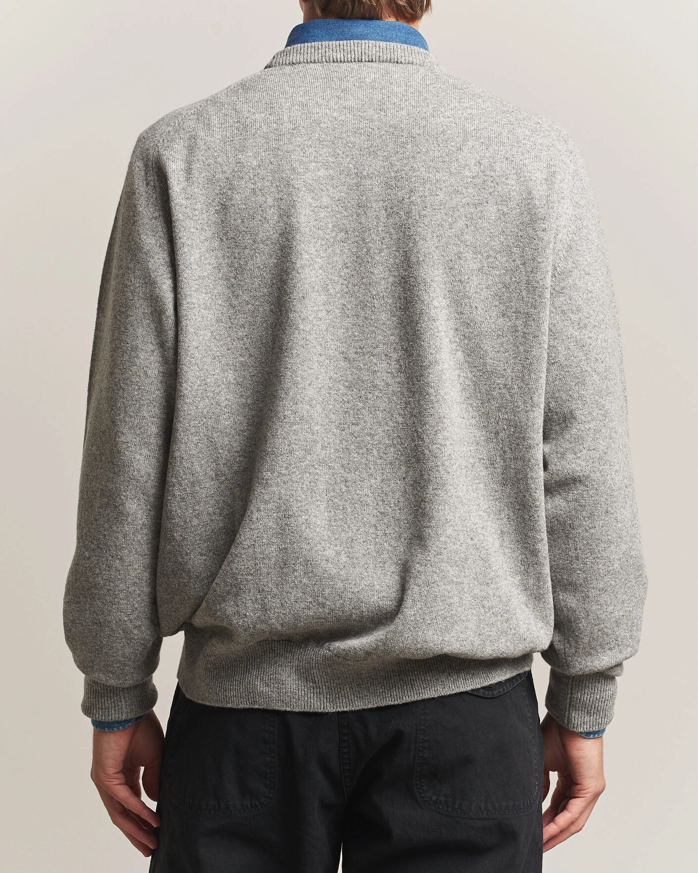 Herr | Tröjor | orSlow | Simple Crew Neck Sweater Light Grey