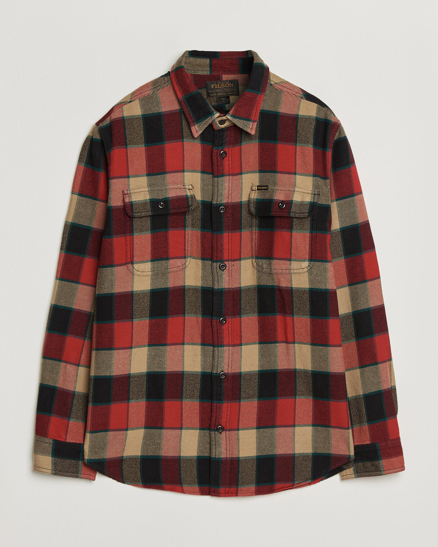Herr | Skjortor | Filson | Vintage Flannel Work Shirt Red/Cream