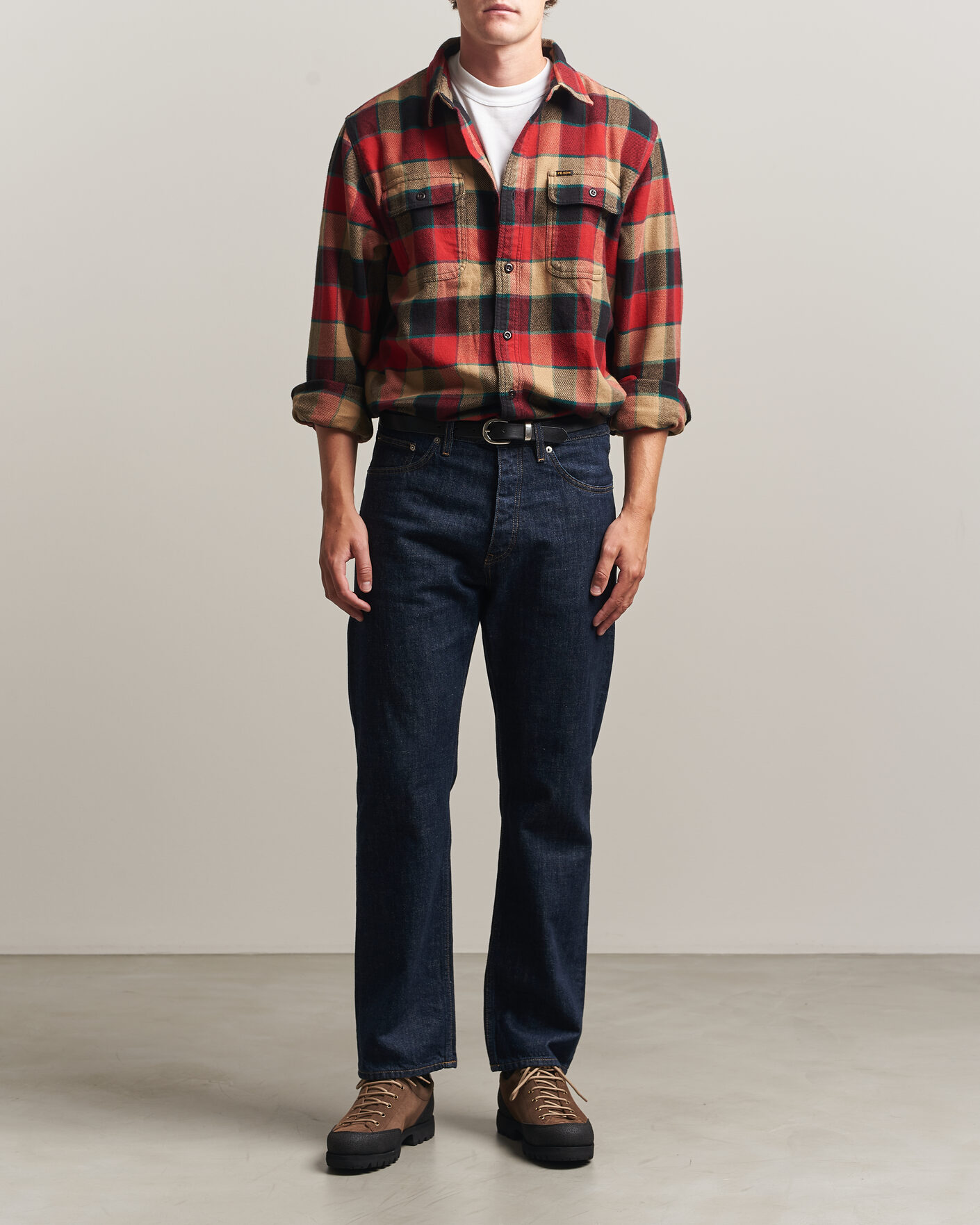 Herr | Skjortor | Filson | Vintage Flannel Work Shirt Red/Cream