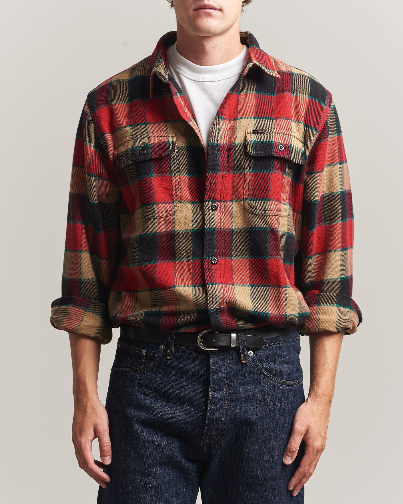 Herr | Skjortor | Filson | Vintage Flannel Work Shirt Red/Cream
