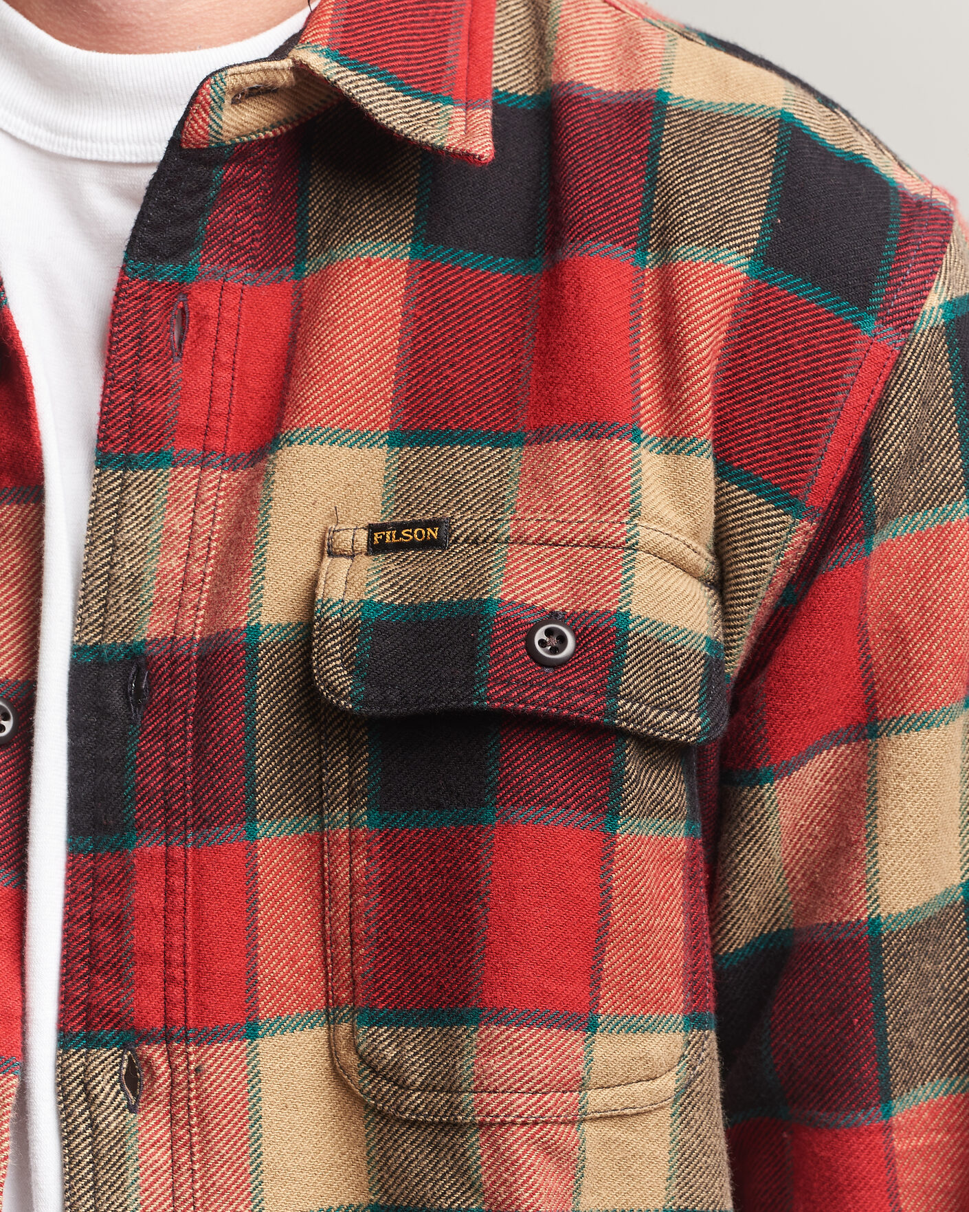 Herr | Skjortor | Filson | Vintage Flannel Work Shirt Red/Cream