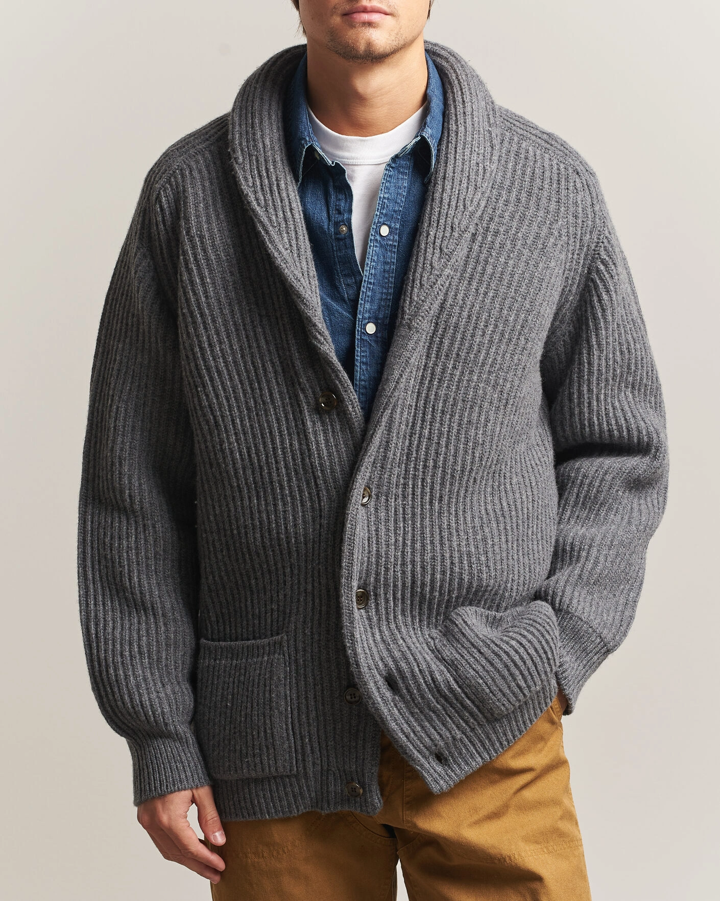 Herr | Tröjor | Filson | Bristol Cardigan Sweater Medium Grey Melange