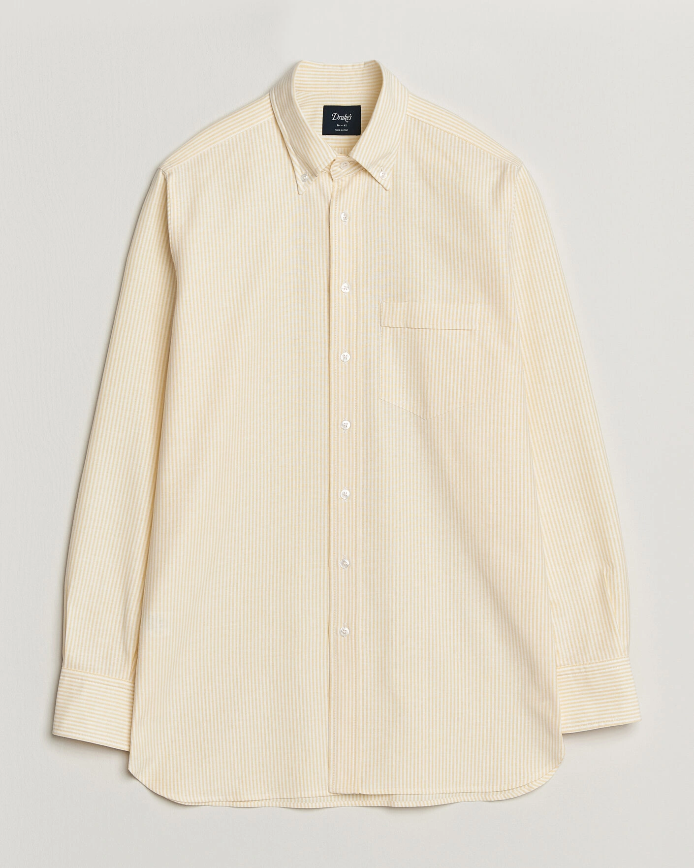 Herr | Skjortor | Drake's | Striped Button Down Oxford Shirt Yellow