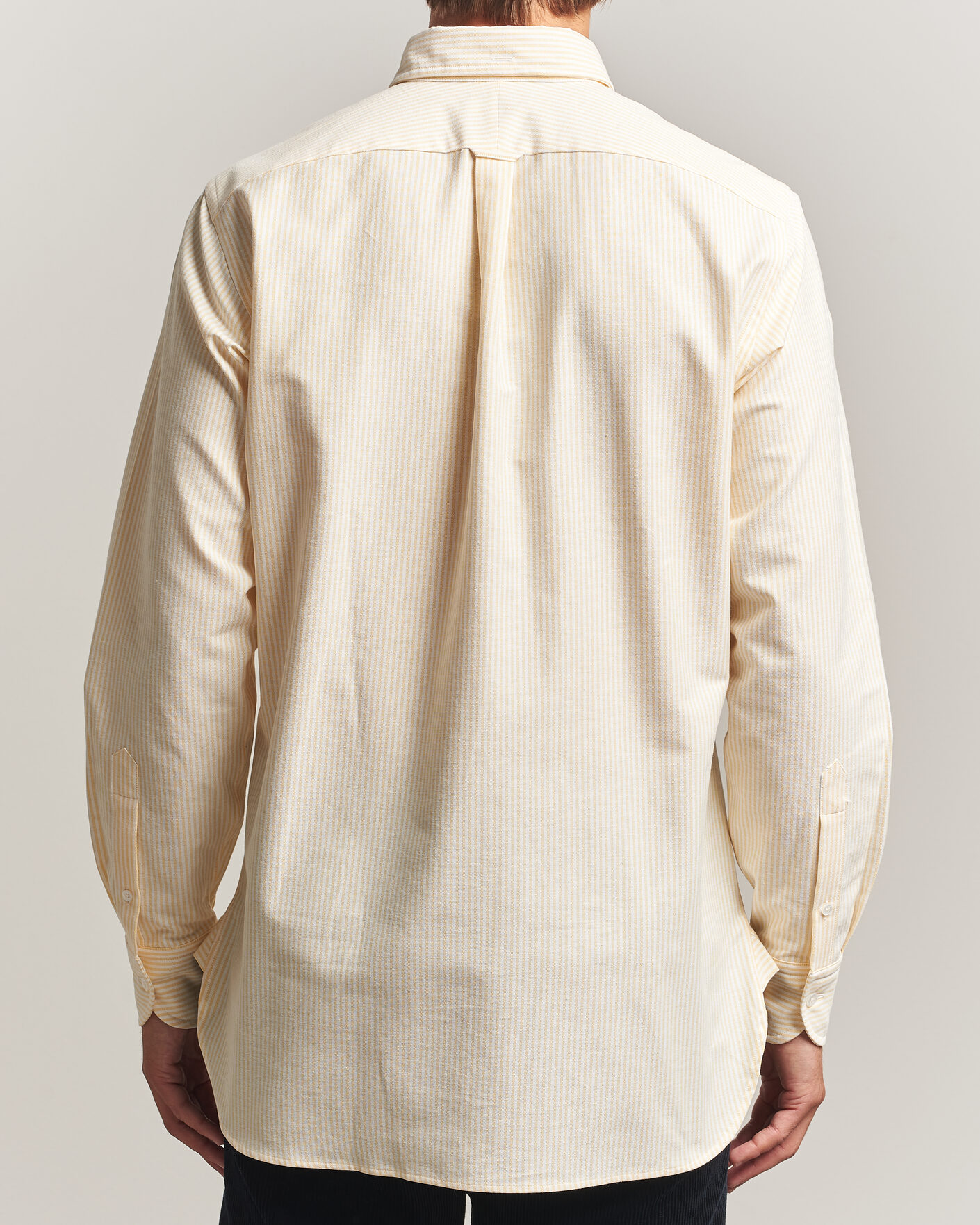 Herr | Skjortor | Drake's | Striped Button Down Oxford Shirt Yellow