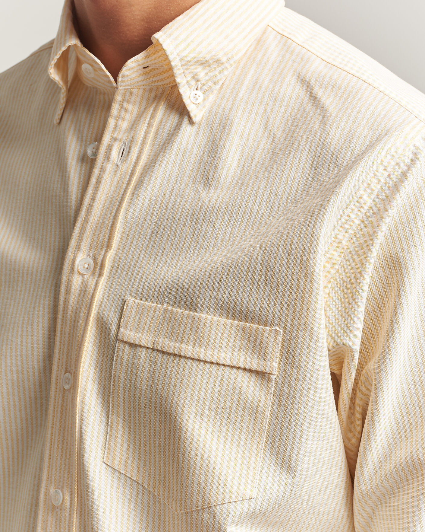 Herr | Skjortor | Drake's | Striped Button Down Oxford Shirt Yellow