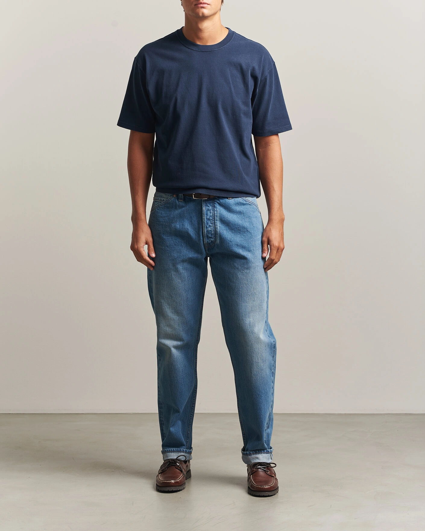 Herr | T-Shirts | Drake's | Short Sleeve Hiking T-Shirt Navy