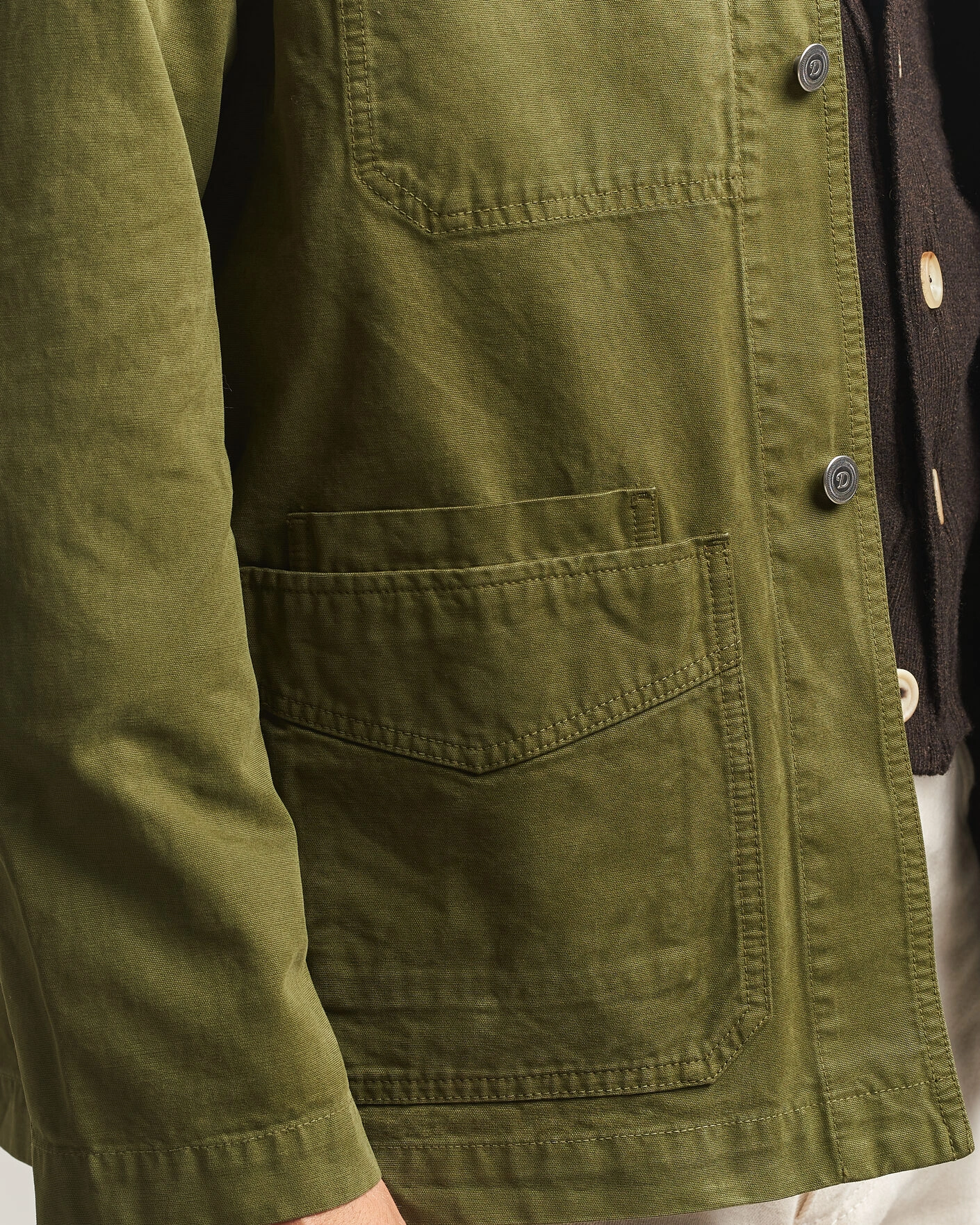 Herr | Jackor | Drake's | Duck Cotton Canvas Chore Jacket Olive