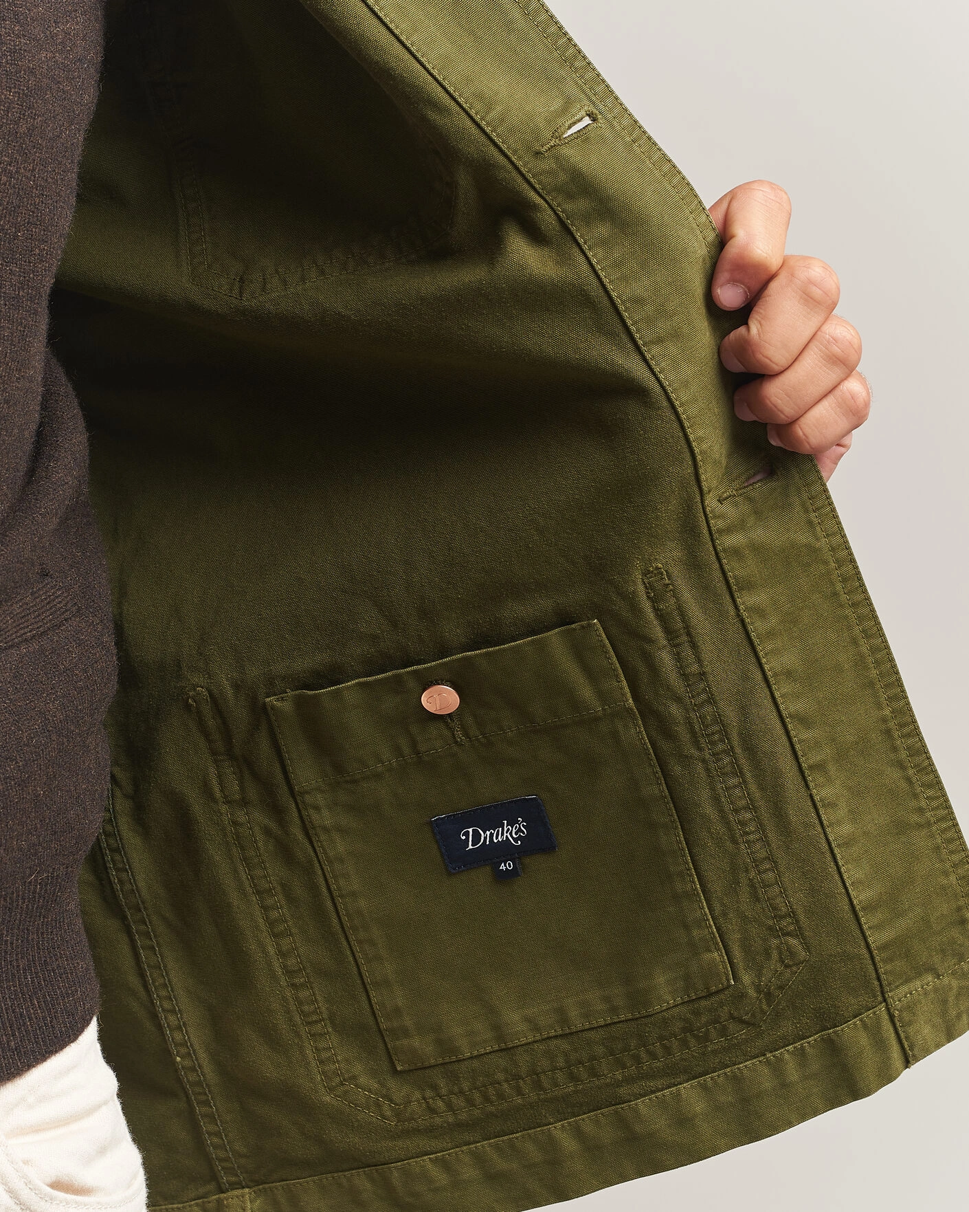 Herr | Jackor | Drake's | Duck Cotton Canvas Chore Jacket Olive