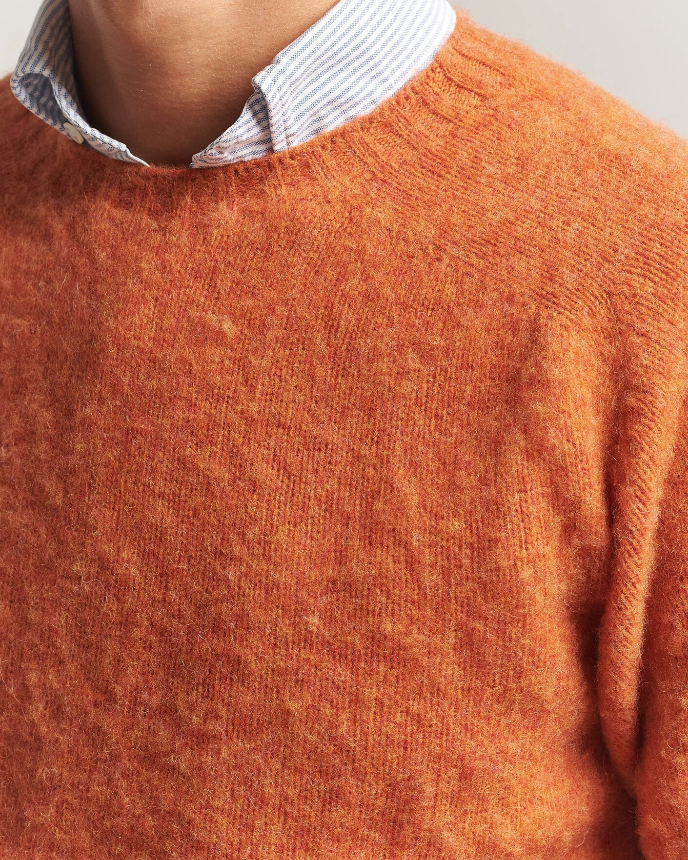 Herr | Tröjor | Drake's | Brushed Shetland Crew Orange