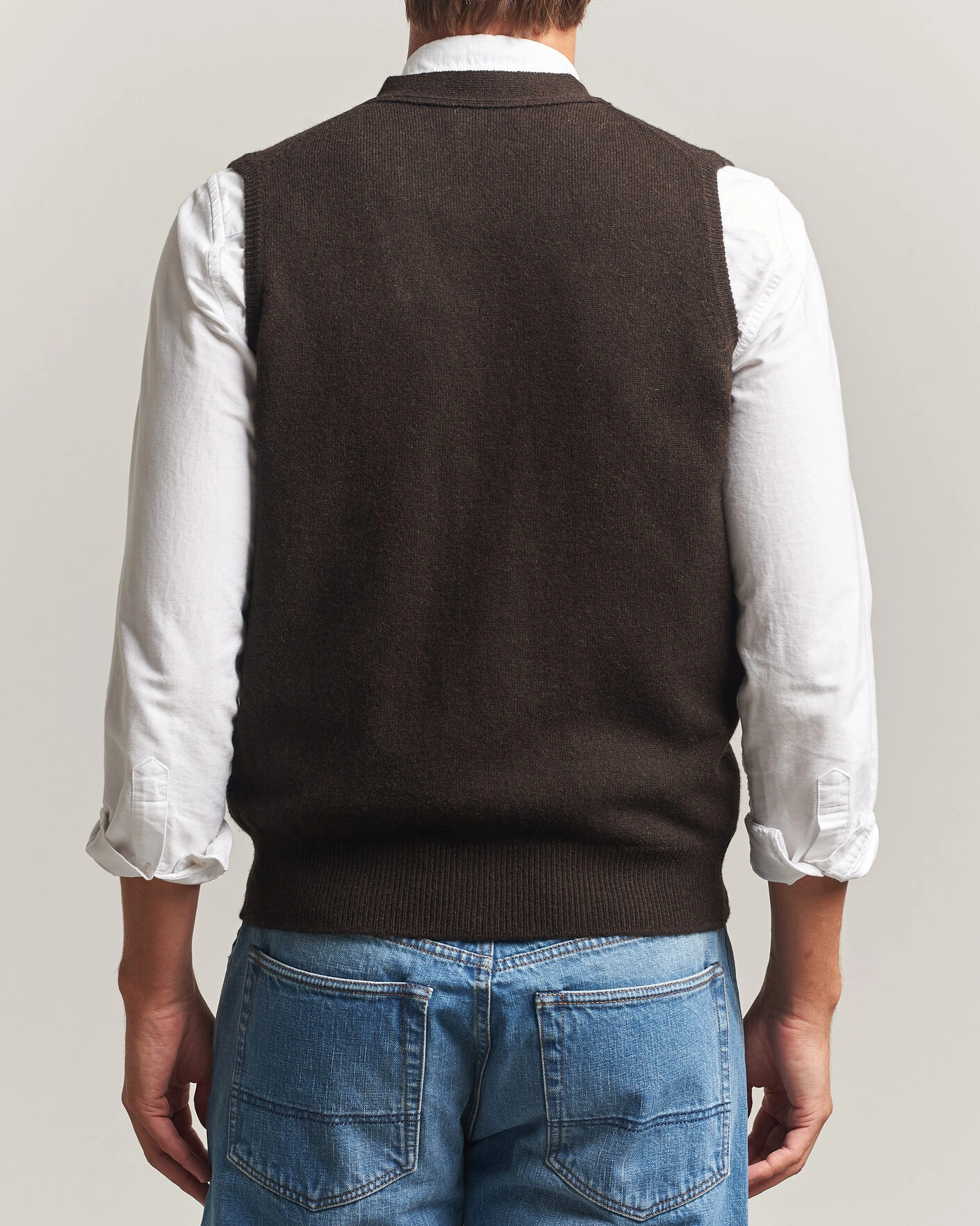 Herr | Tröjor | Drake's | Lambswool Vest Cardigan Dark Brown