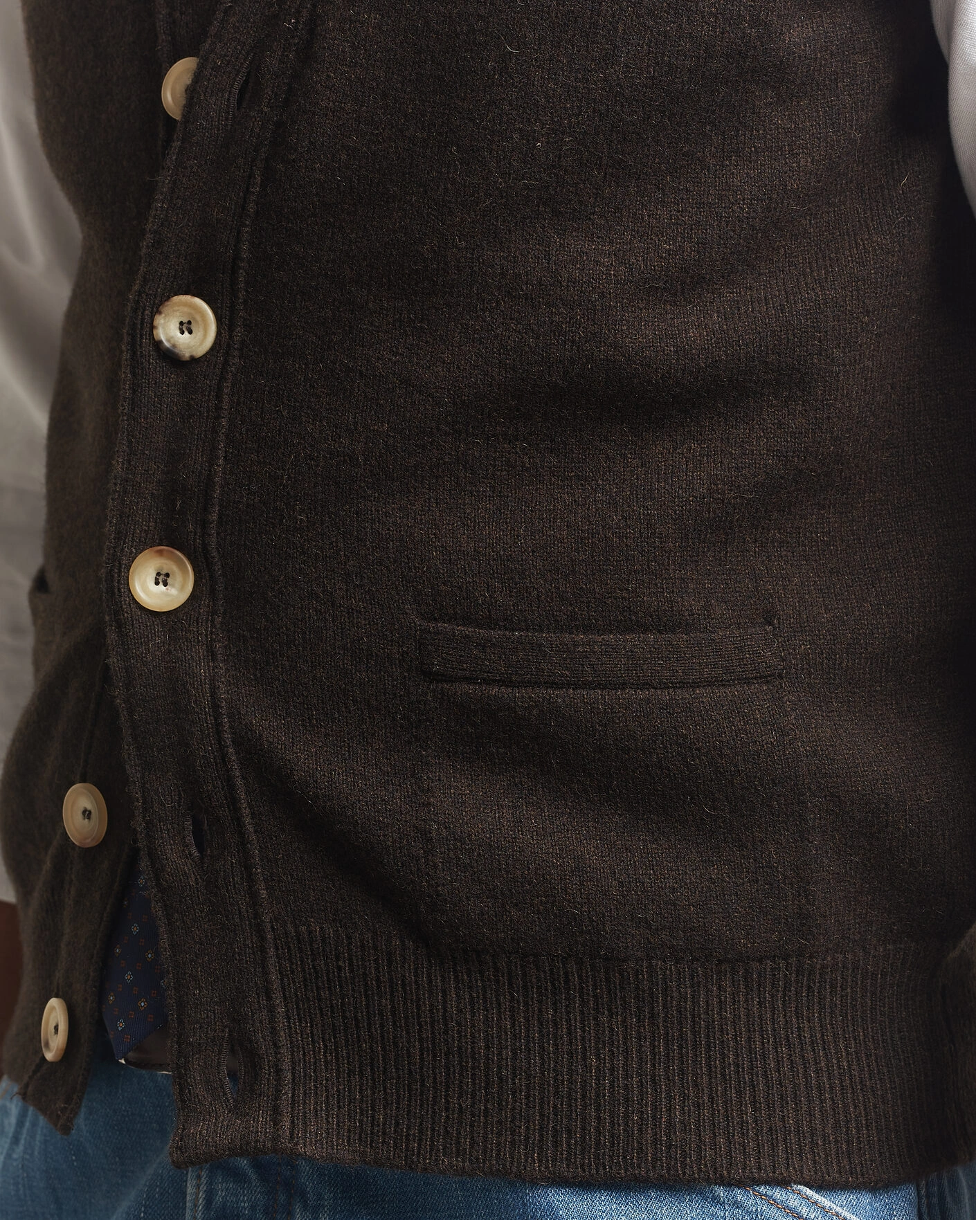 Herr | Tröjor | Drake's | Lambswool Vest Cardigan Dark Brown