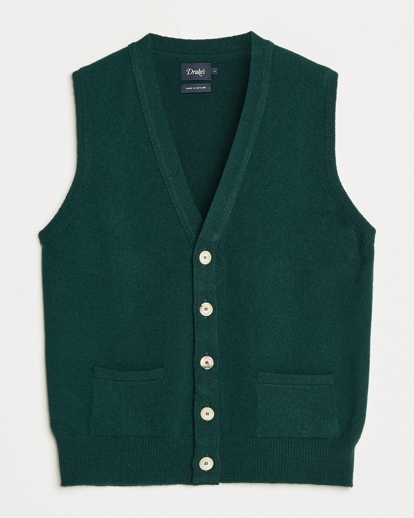Herr | Tröjor | Drake's | Lambswool Vest Cardigan Green