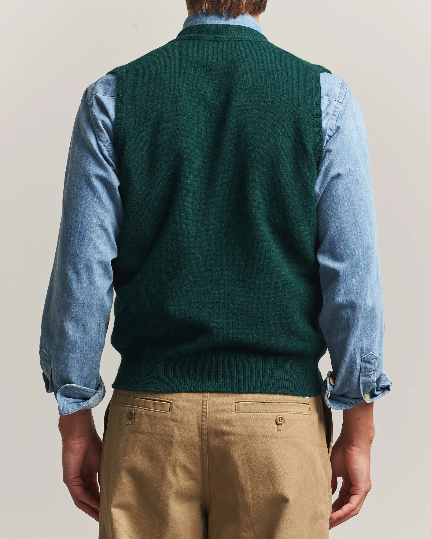 Herr | Tröjor | Drake's | Lambswool Vest Cardigan Green