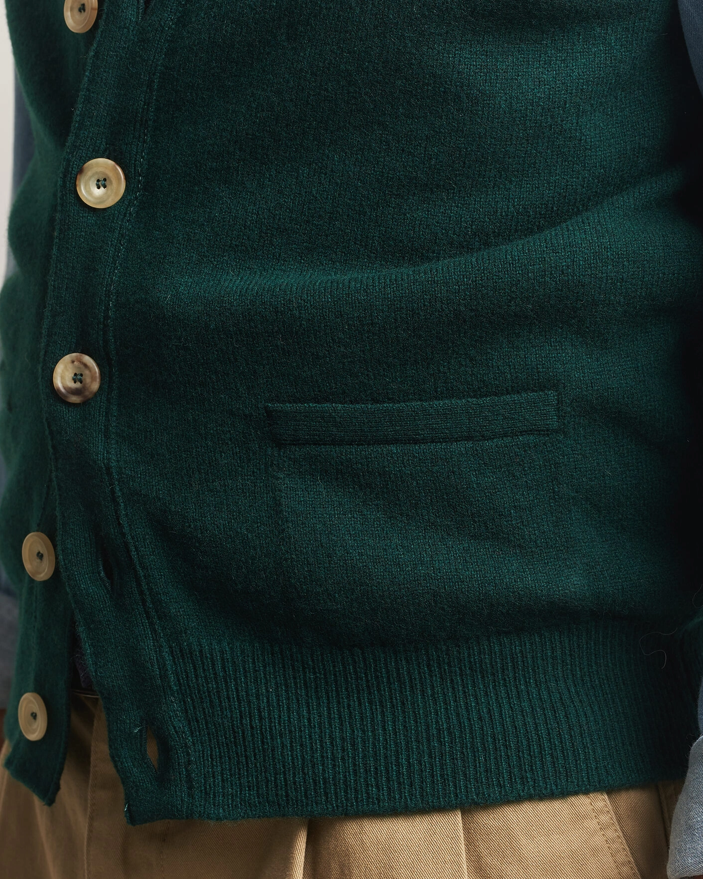 Herr | Tröjor | Drake's | Lambswool Vest Cardigan Green