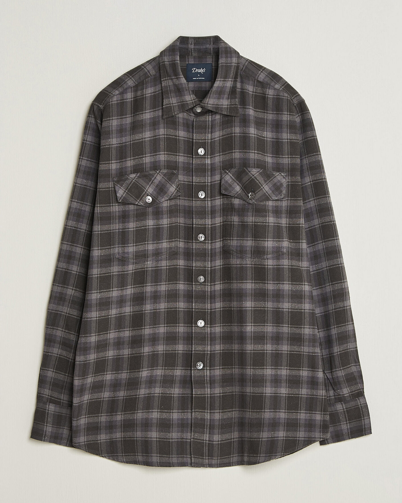 Herr | Skjortor | Drake's | Cotton/Silk Two Pocket Shirt Grey