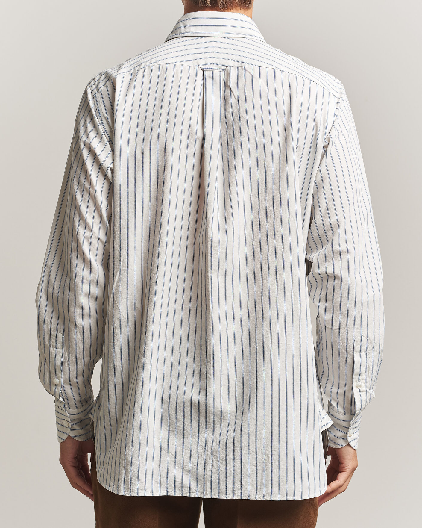 Herr | Skjortor | Drake's | One Pocket Halo Stripe Shirt White