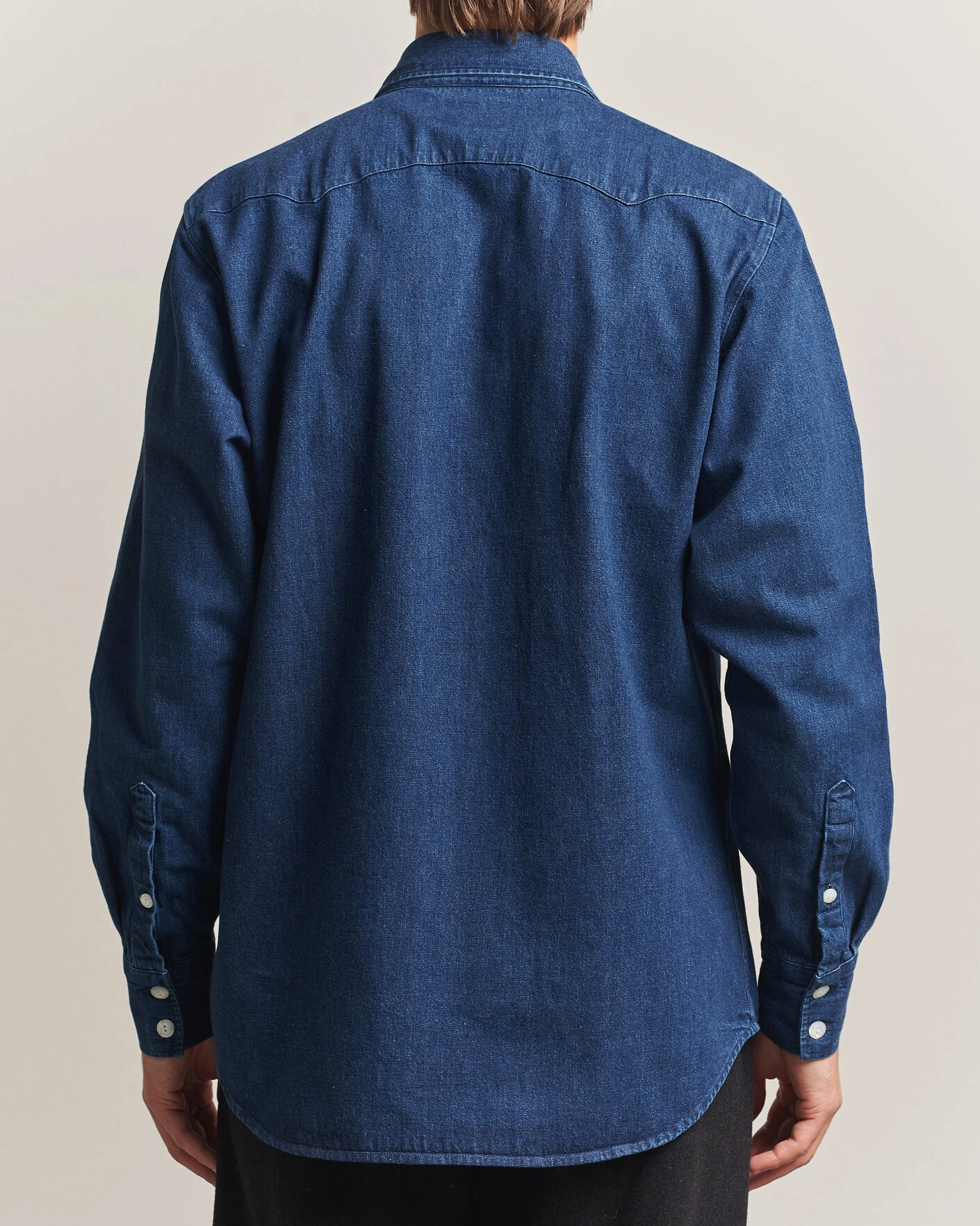 Herr | Skjortor | Drake's | Western Selvedge Denim Shirt Stone Wash Indigo