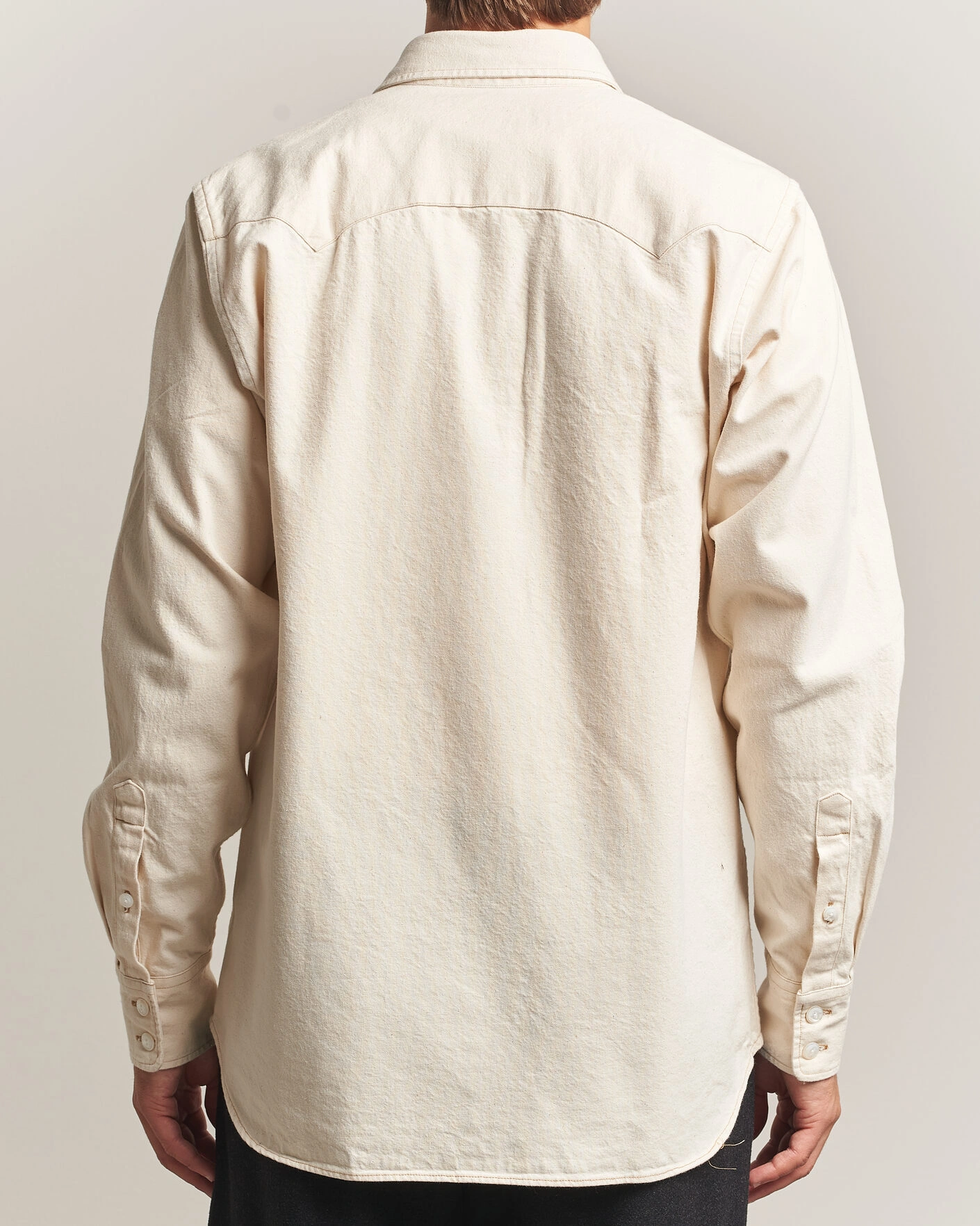Herr | Skjortor | Drake's | Western Denim Shirt Stone Wash Ecru