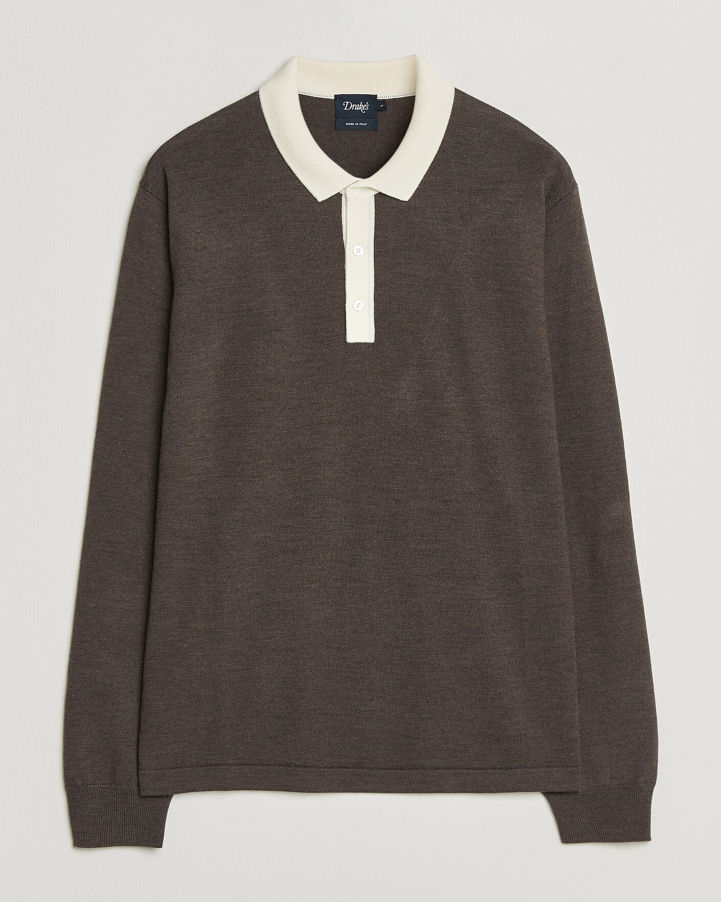 Herr | Tröjor | Drake's | Solid Knitted Rugby Brown
