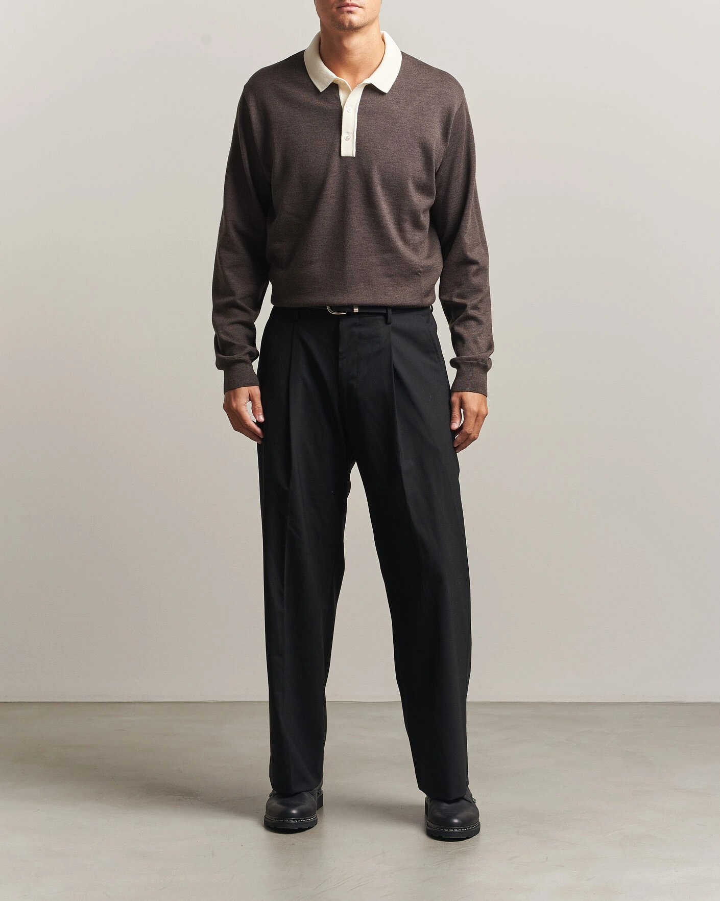 Herr | Tröjor | Drake's | Solid Knitted Rugby Brown