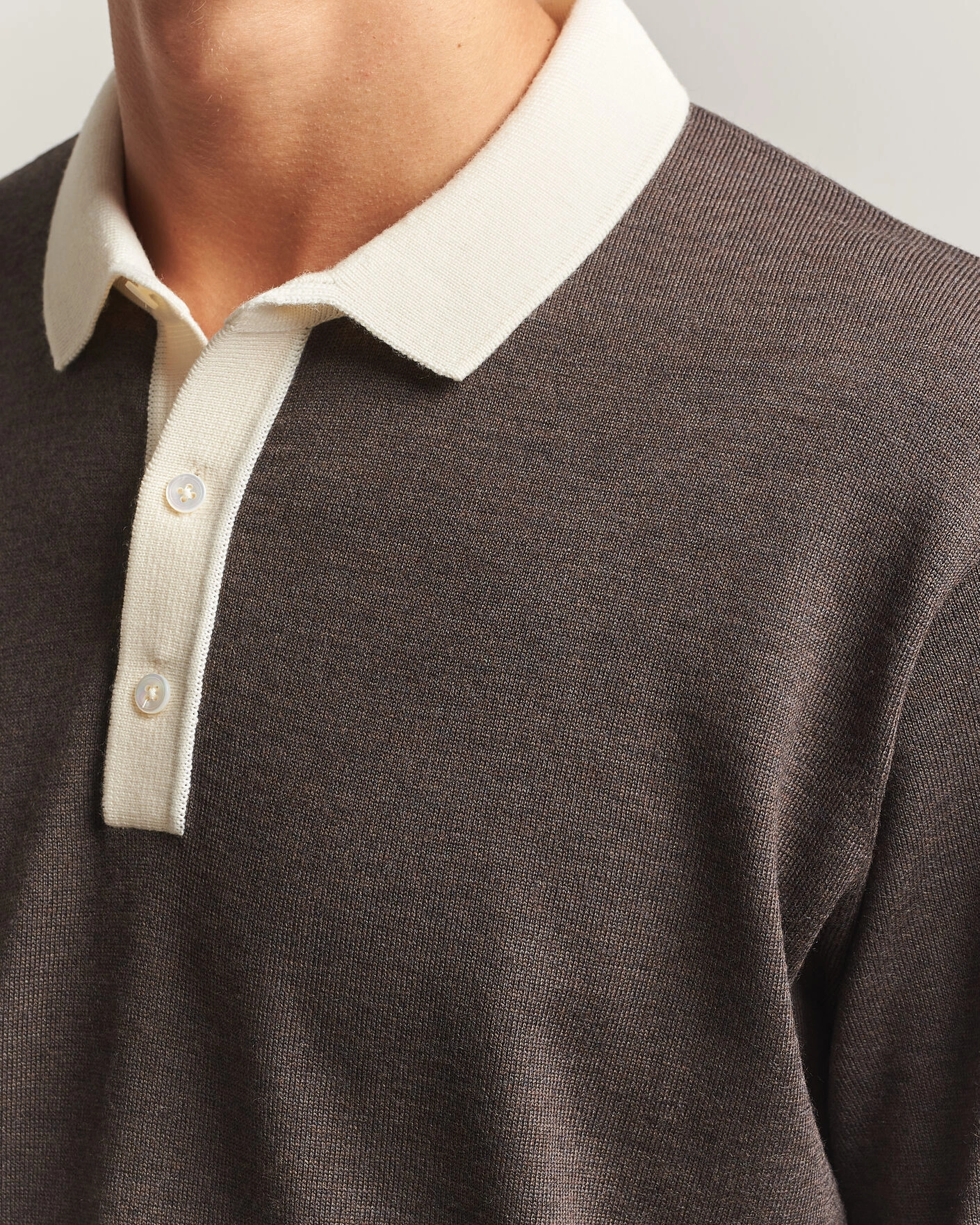 Herr | Tröjor | Drake's | Solid Knitted Rugby Brown