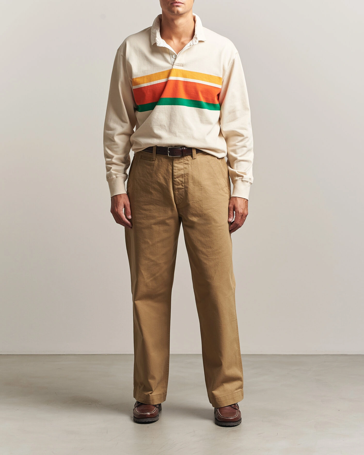 Herr | Byxor | Drake's | Twill Officer Chino Beige