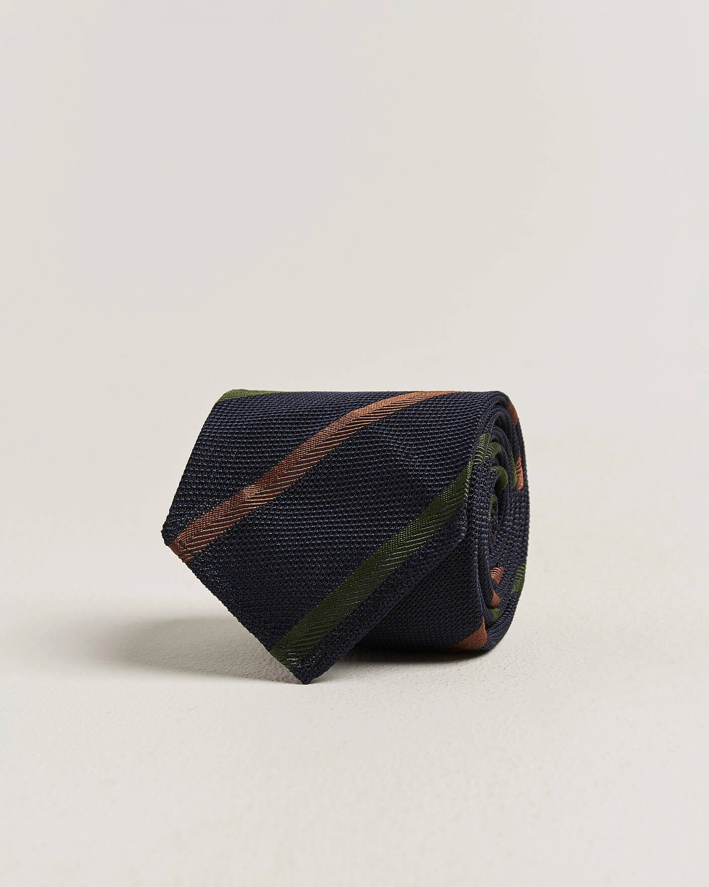 Herr | Slipsar | Drake's | Multistripe Grenadine Silk Tie Navy/Green/Brown