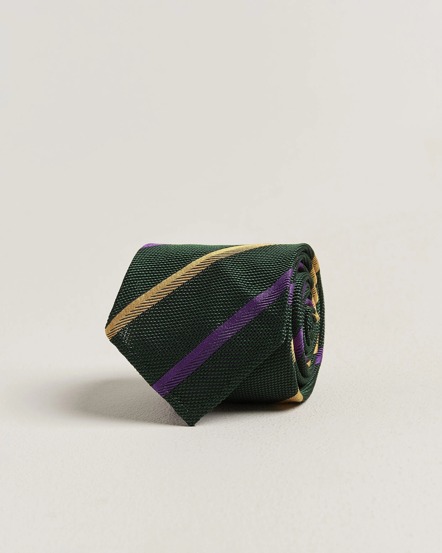 Herr | Slipsar | Drake's | Multistripe Grenadine Silk Tie Green/Yellow/Purple