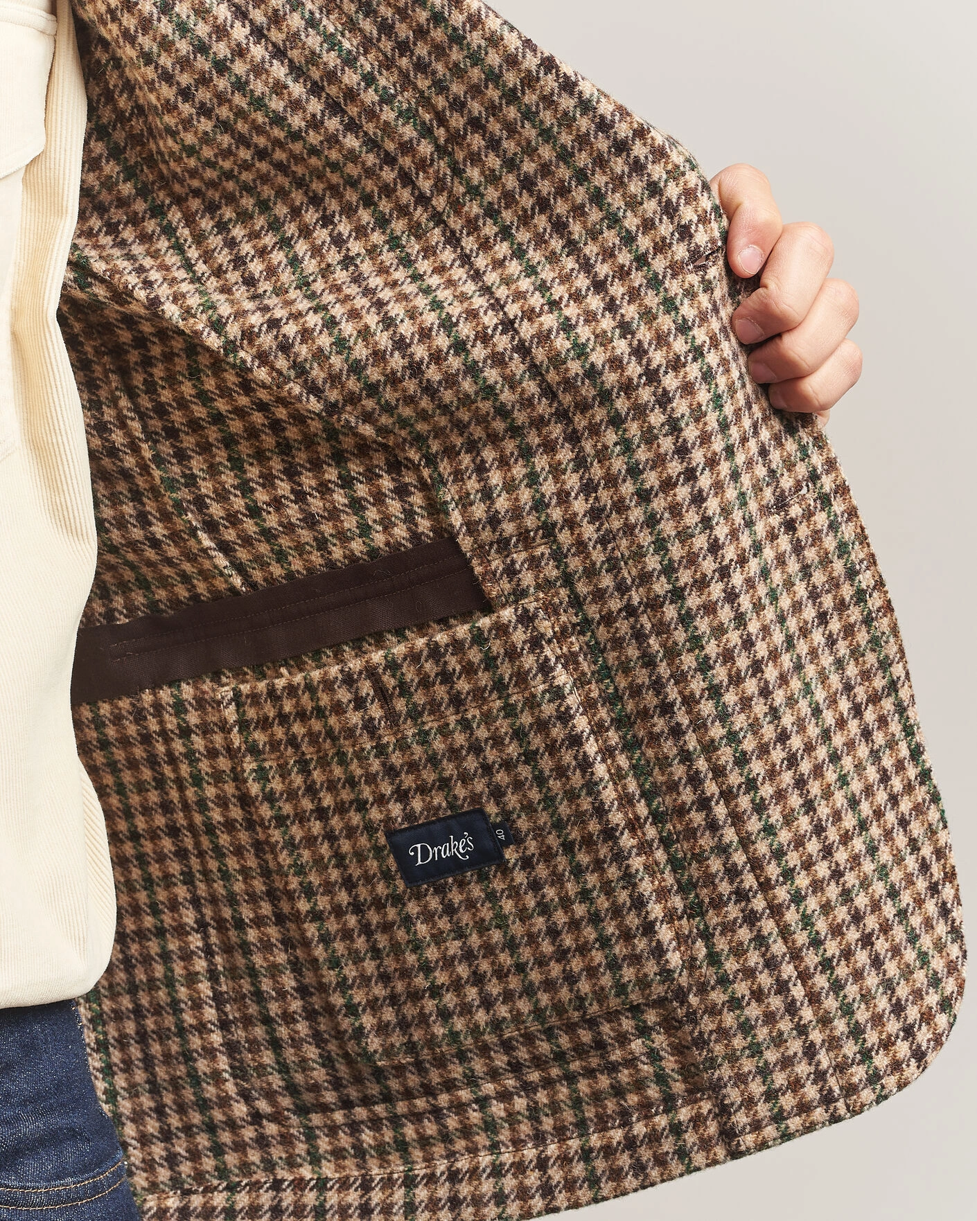 Herr | Kavajer | Drake's | MKVII Tweed Houndcheck Games Blazer Brown