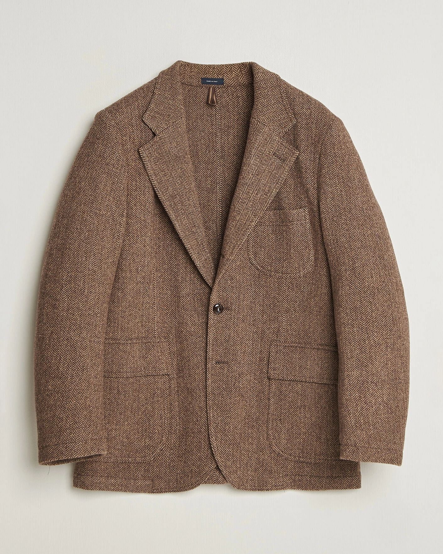 Herr | Kavajer | Drake's | MKVII Tweed Herringbone Games Blazer Brown