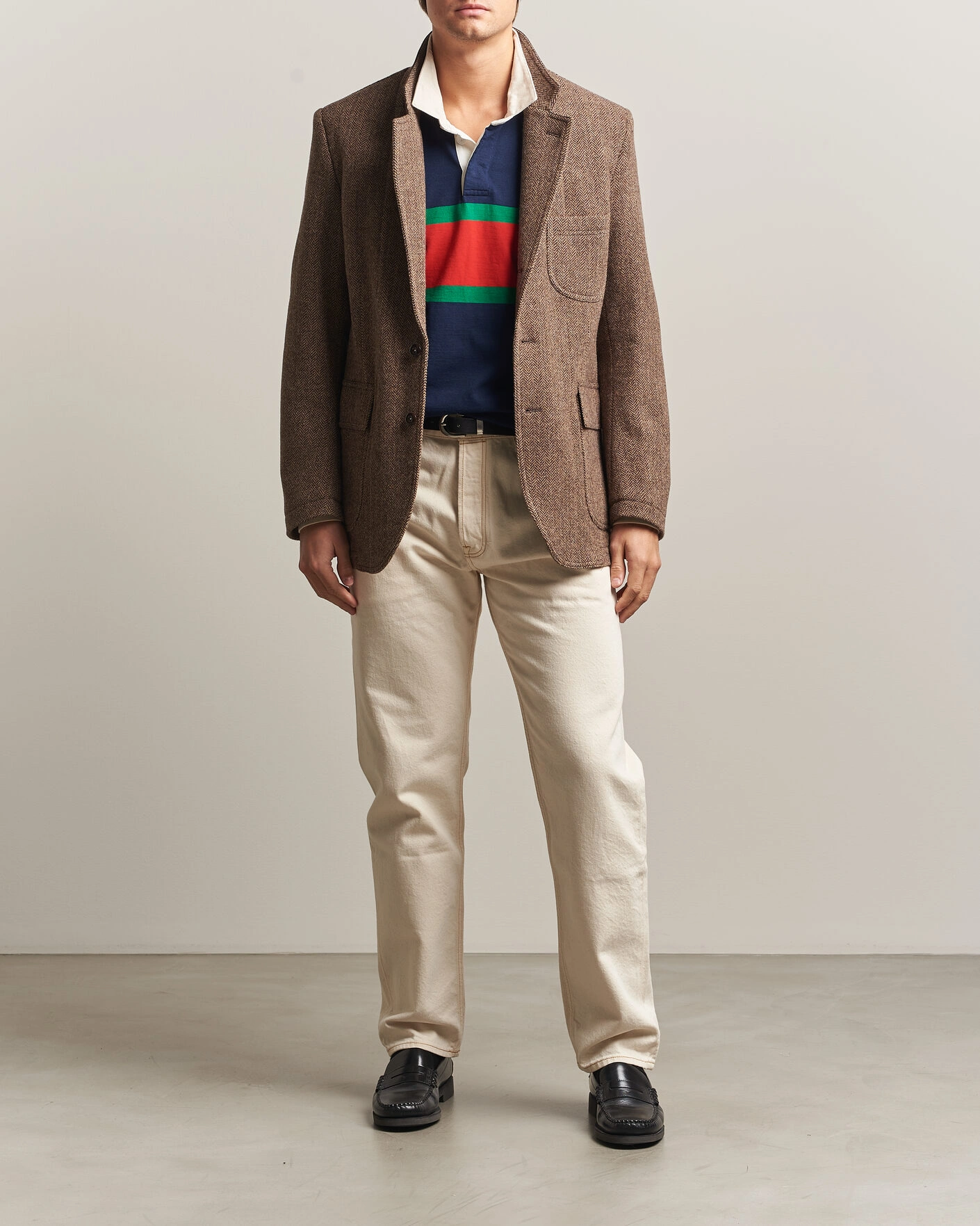 Herr | Kavajer | Drake's | MKVII Tweed Herringbone Games Blazer Brown