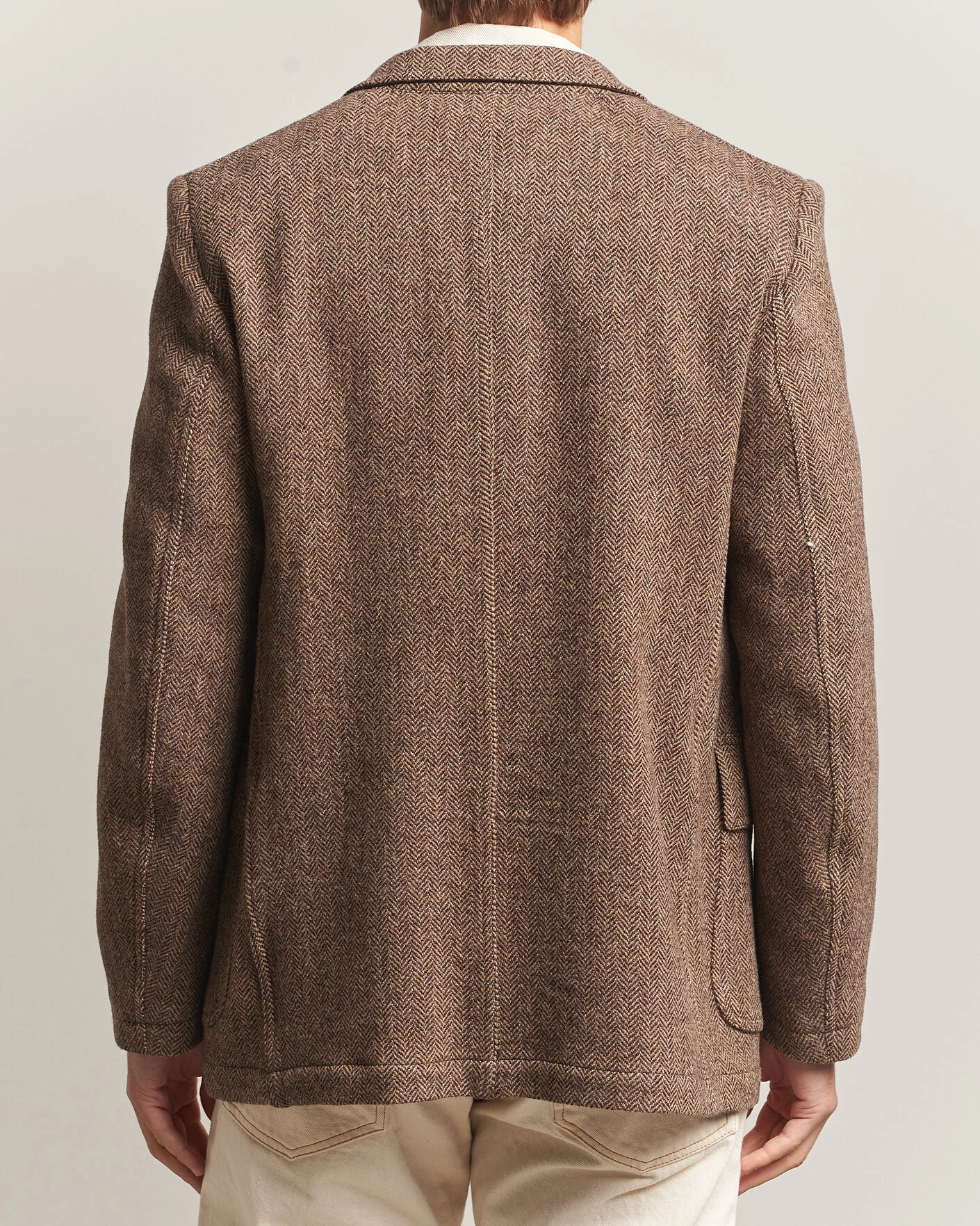 Herr | Kavajer | Drake's | MKVII Tweed Herringbone Games Blazer Brown
