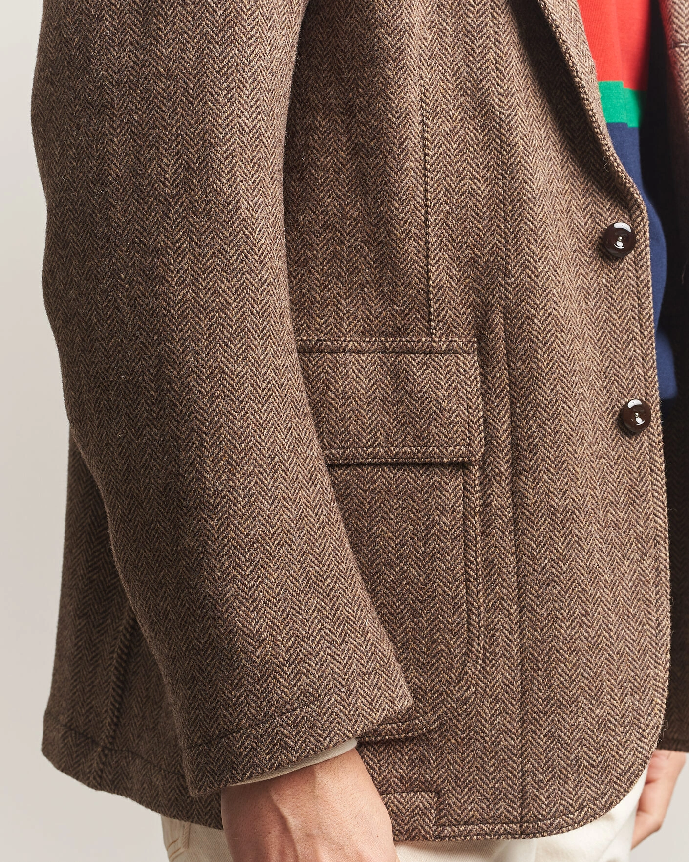 Herr | Kavajer | Drake's | MKVII Tweed Herringbone Games Blazer Brown
