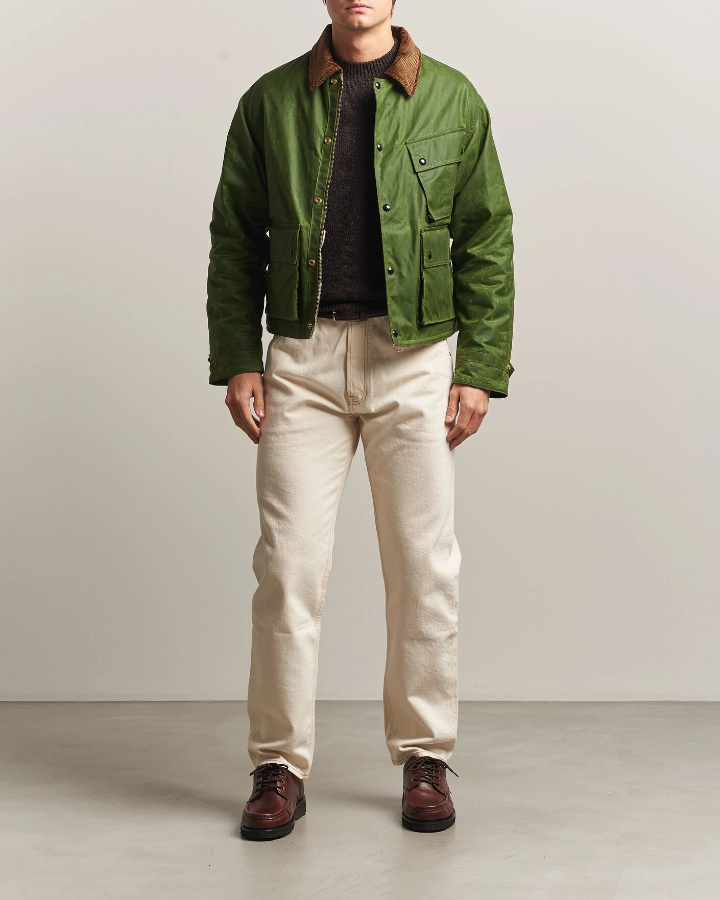 Herr | Jackor | Drake's | Waxed Wader Jacket Lemongrass